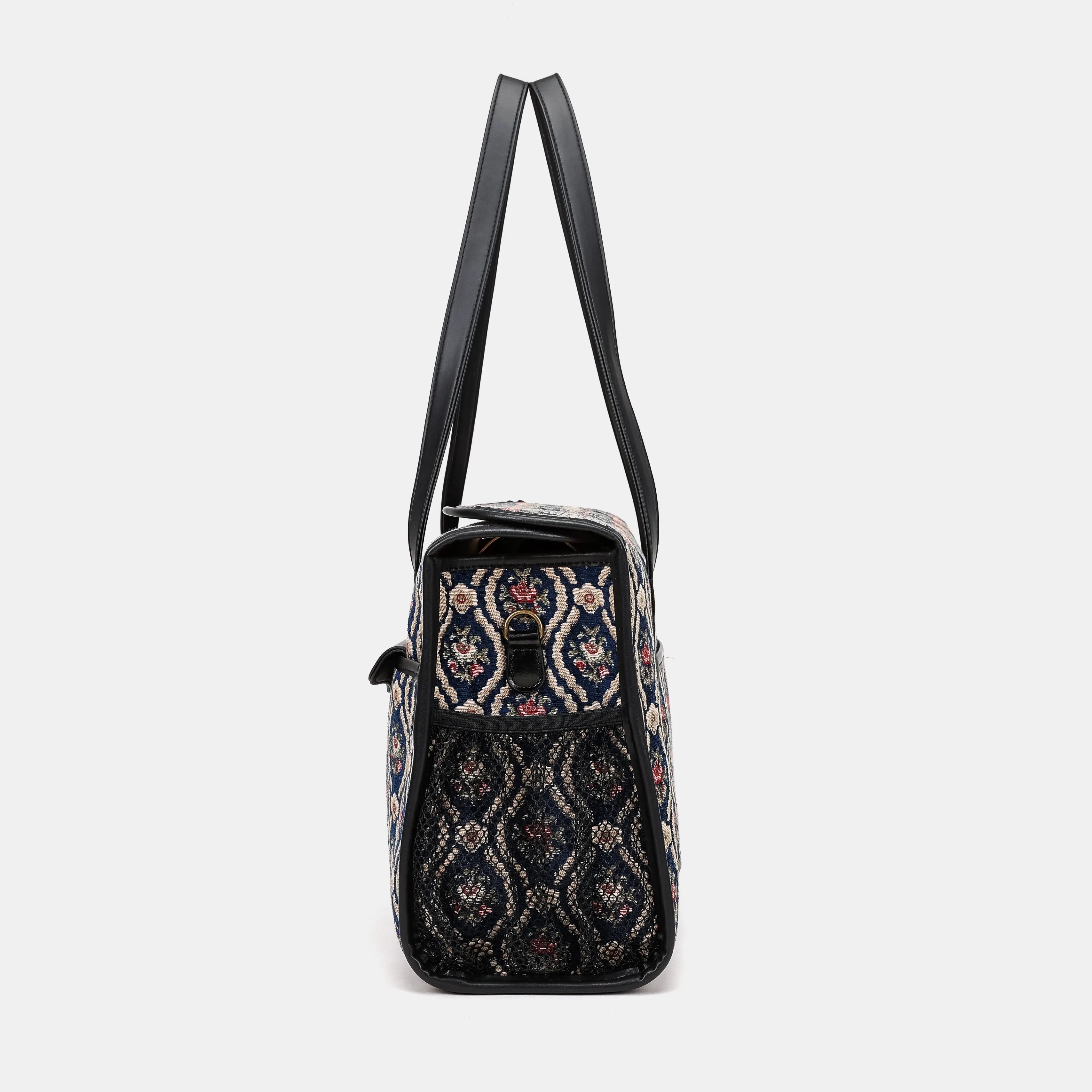 Traditional Blue Vintage Carpet Diaper Bag Carpetbag of America side