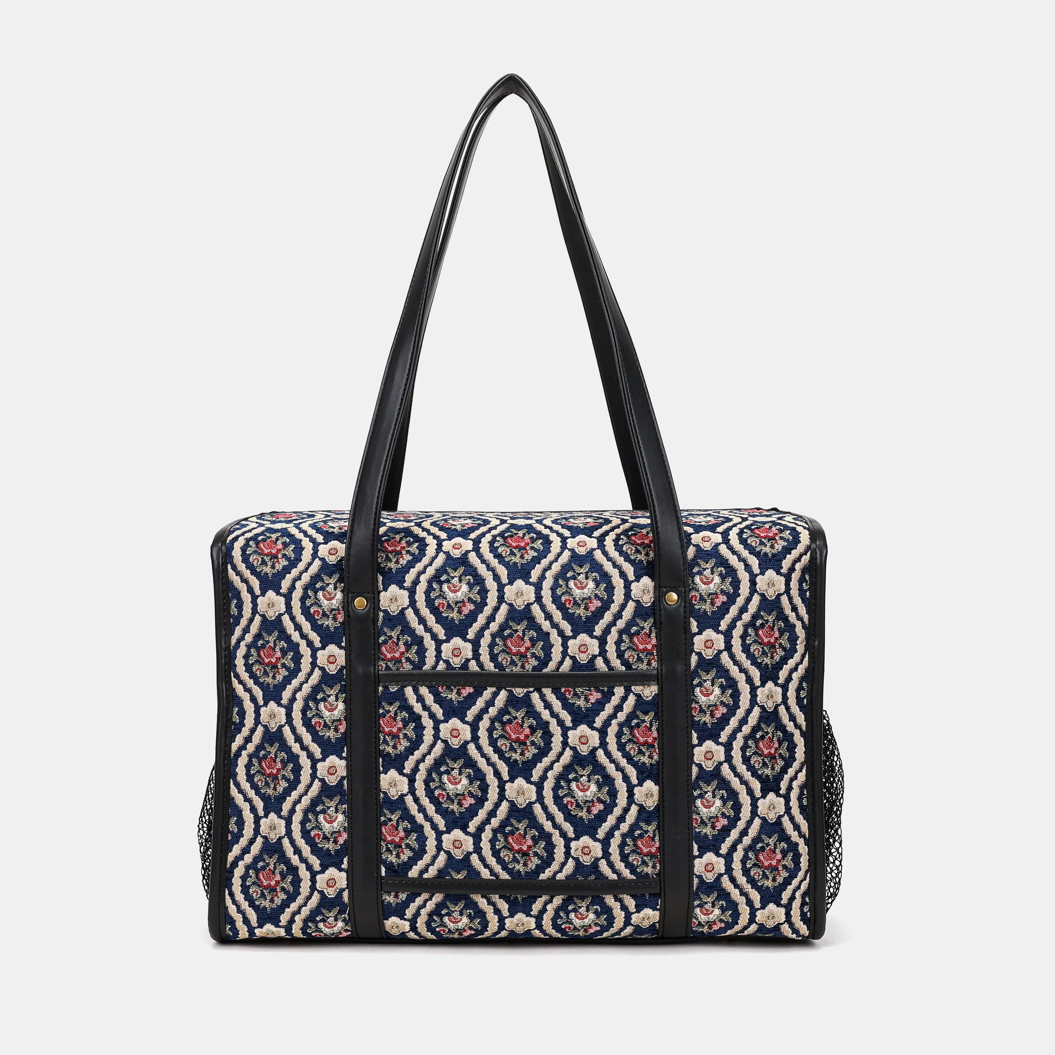 Traditional Blue Vintage Carpet Diaper Bag Carpetbag of America back