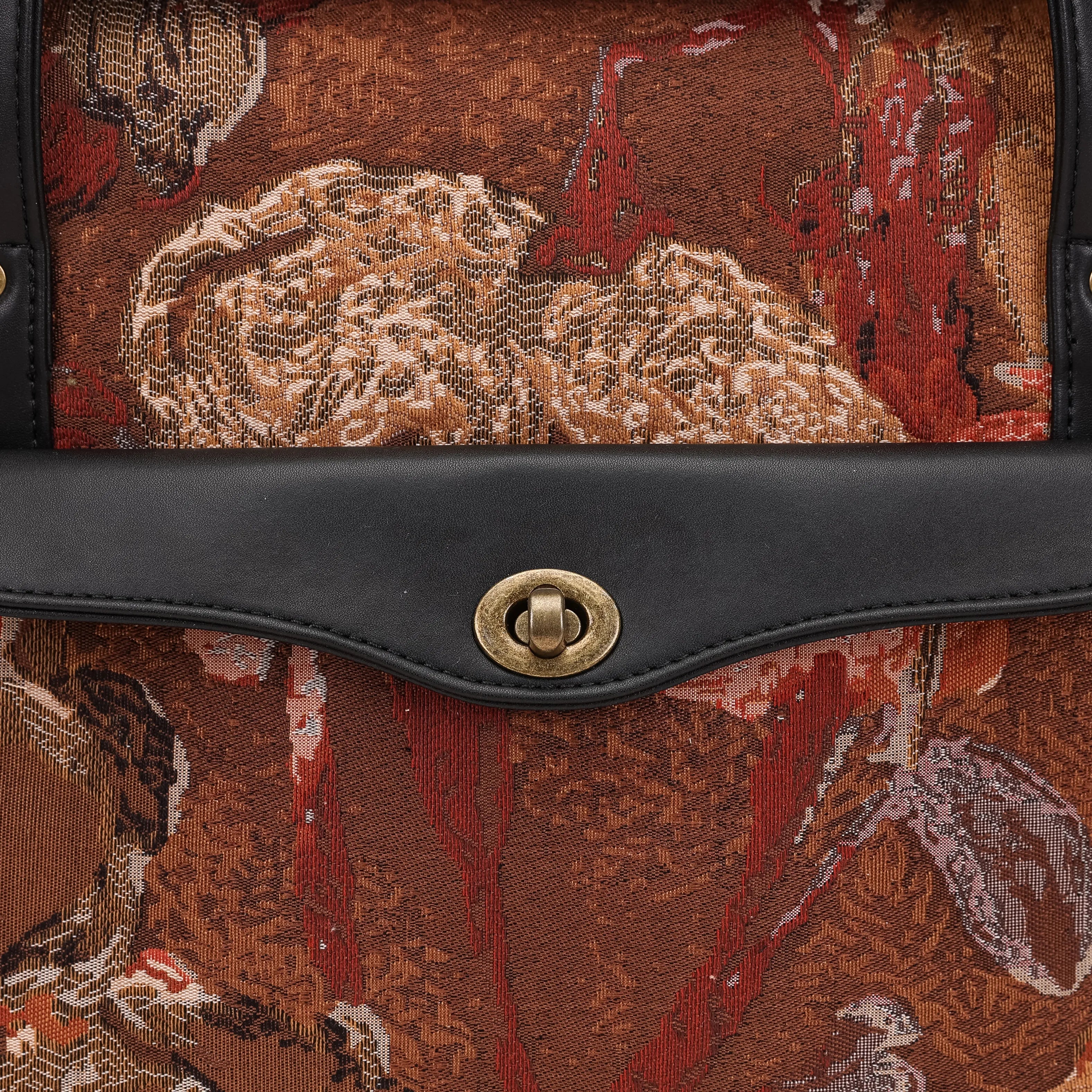 Abstract Brown Vintage Carpet Diaper Bag Carpetbag of America closure