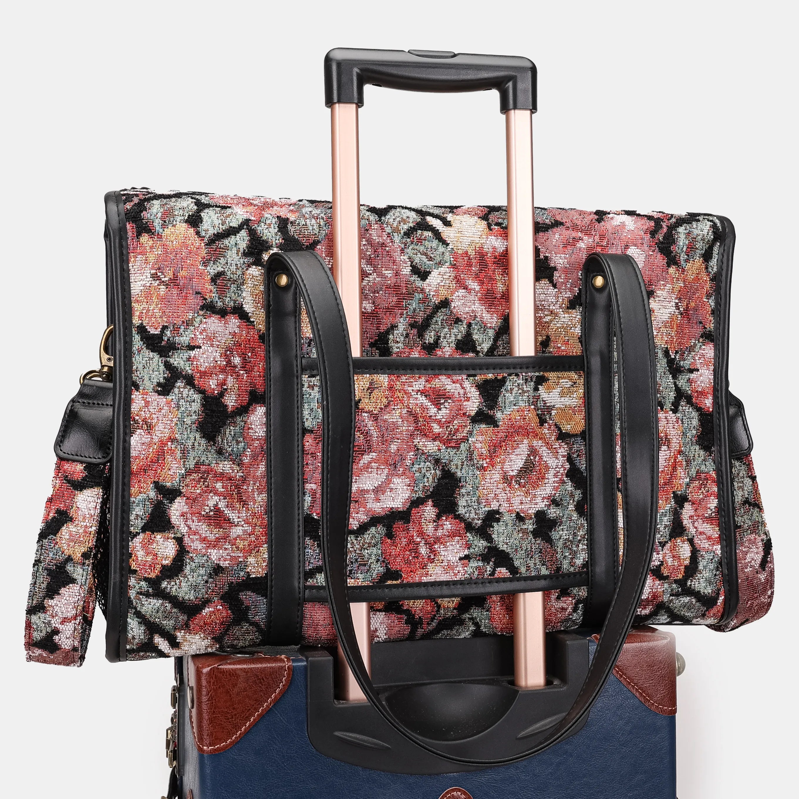 Floral Rose Vintage Carpet Diaper Bag Carpetbag of America luggage sleeve