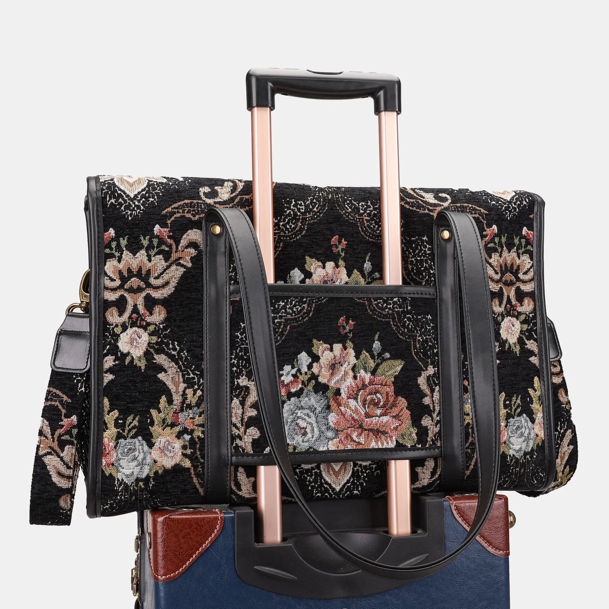Floral Black Vintage Carpet Diaper Bag Carpetbag of America luggage sleeve