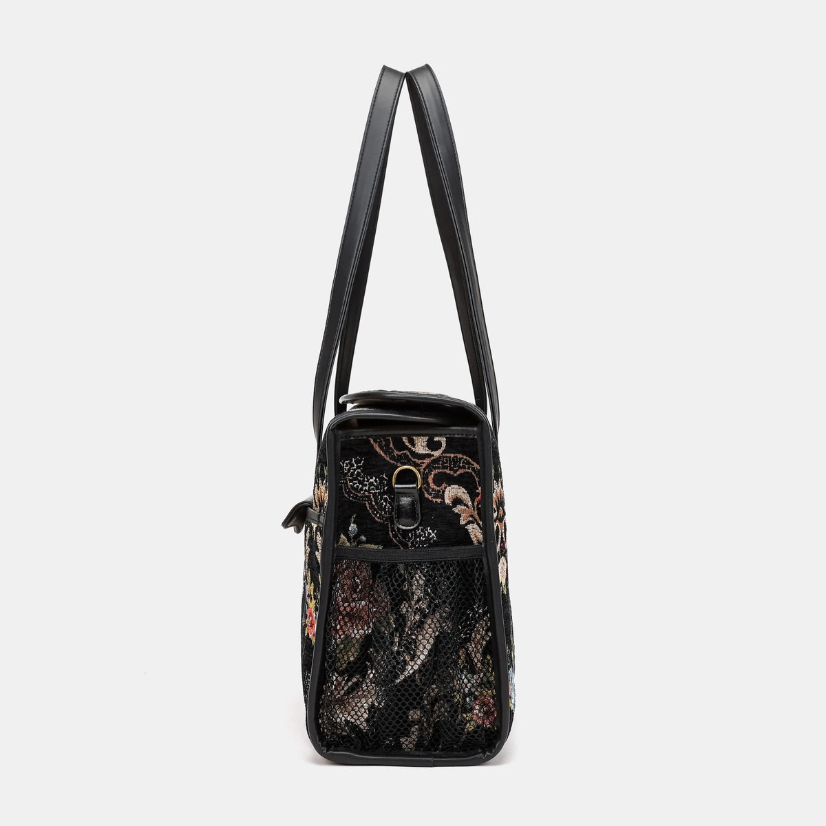 Floral Black Vintage Carpet Diaper Bag Carpetbag of America side