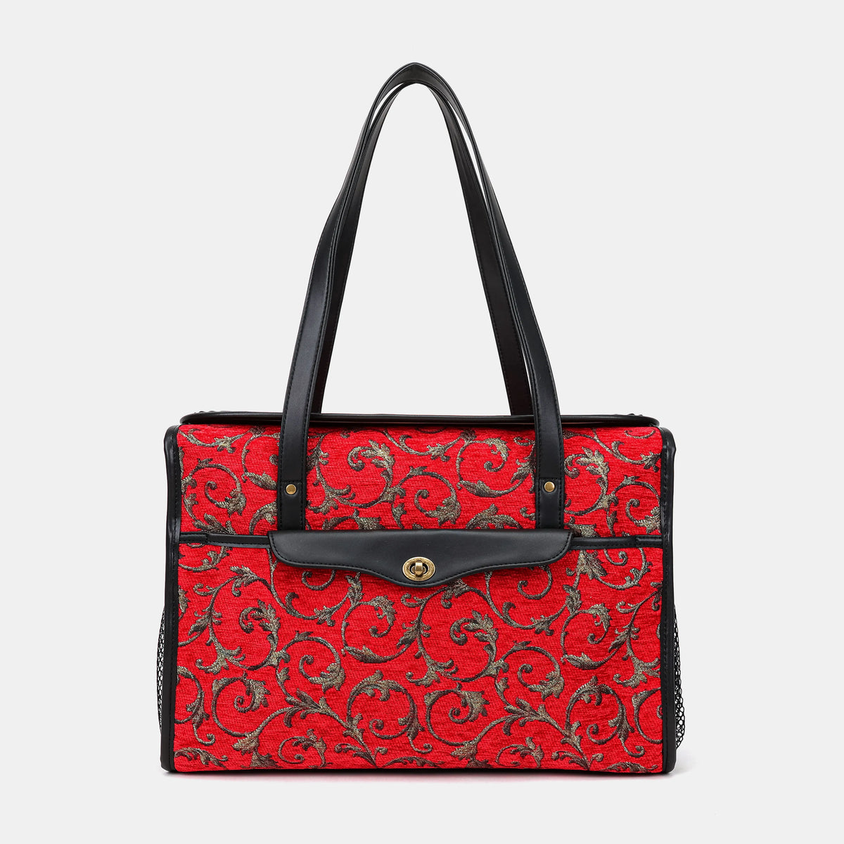 Vintage Scroll Red Vintage Carpet Diaper Bag Carpetbag of America main
