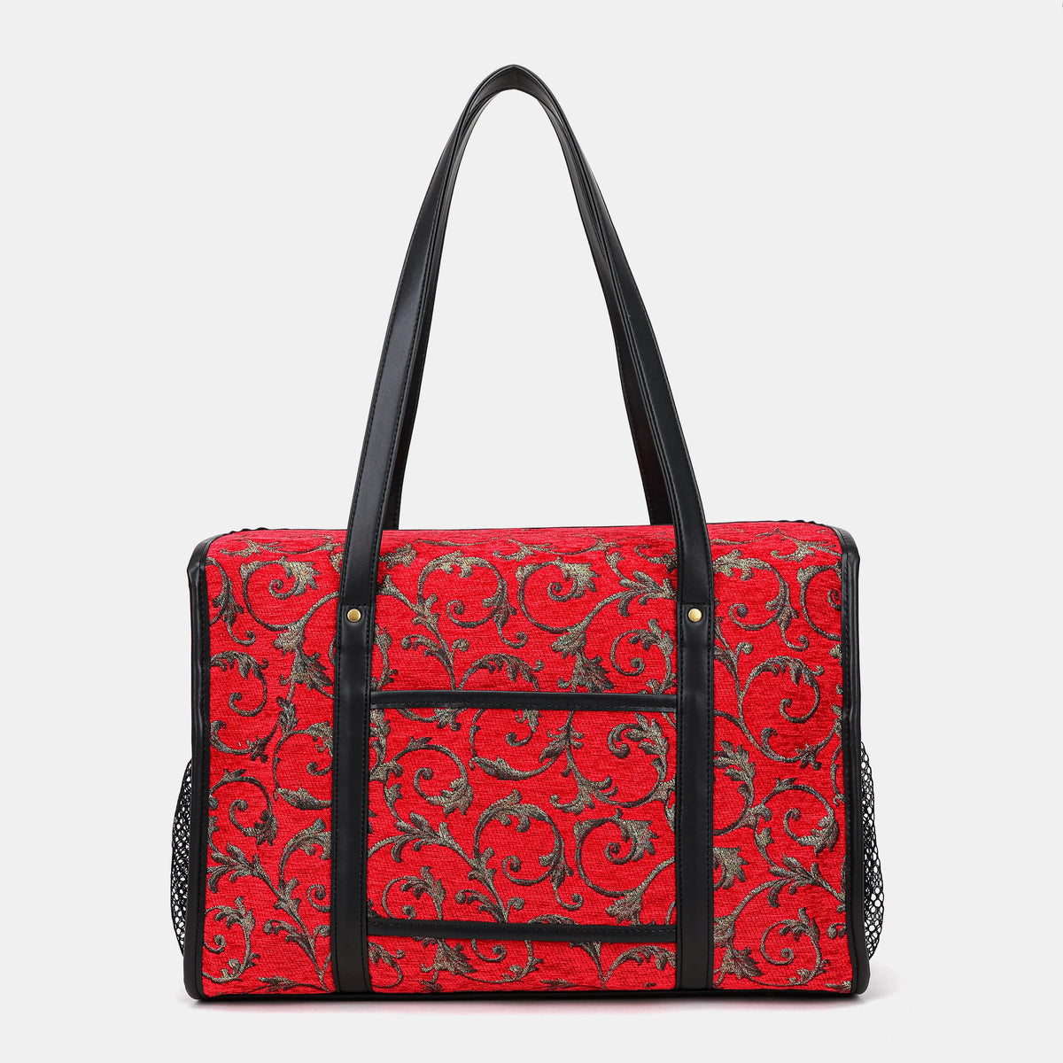 Vintage Scroll Red Vintage Carpet Diaper Bag Carpetbag of America back