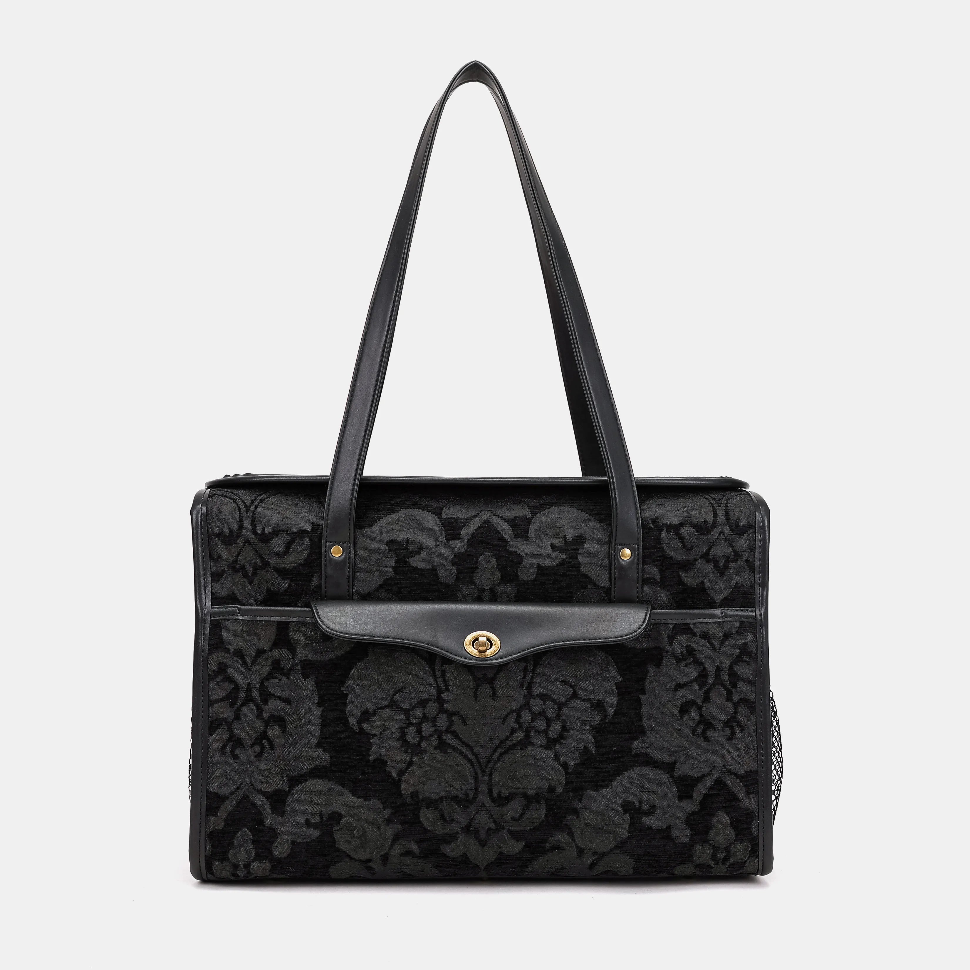 Victorian Blossom Black/Black Vintage Carpet Diaper Bag of America main