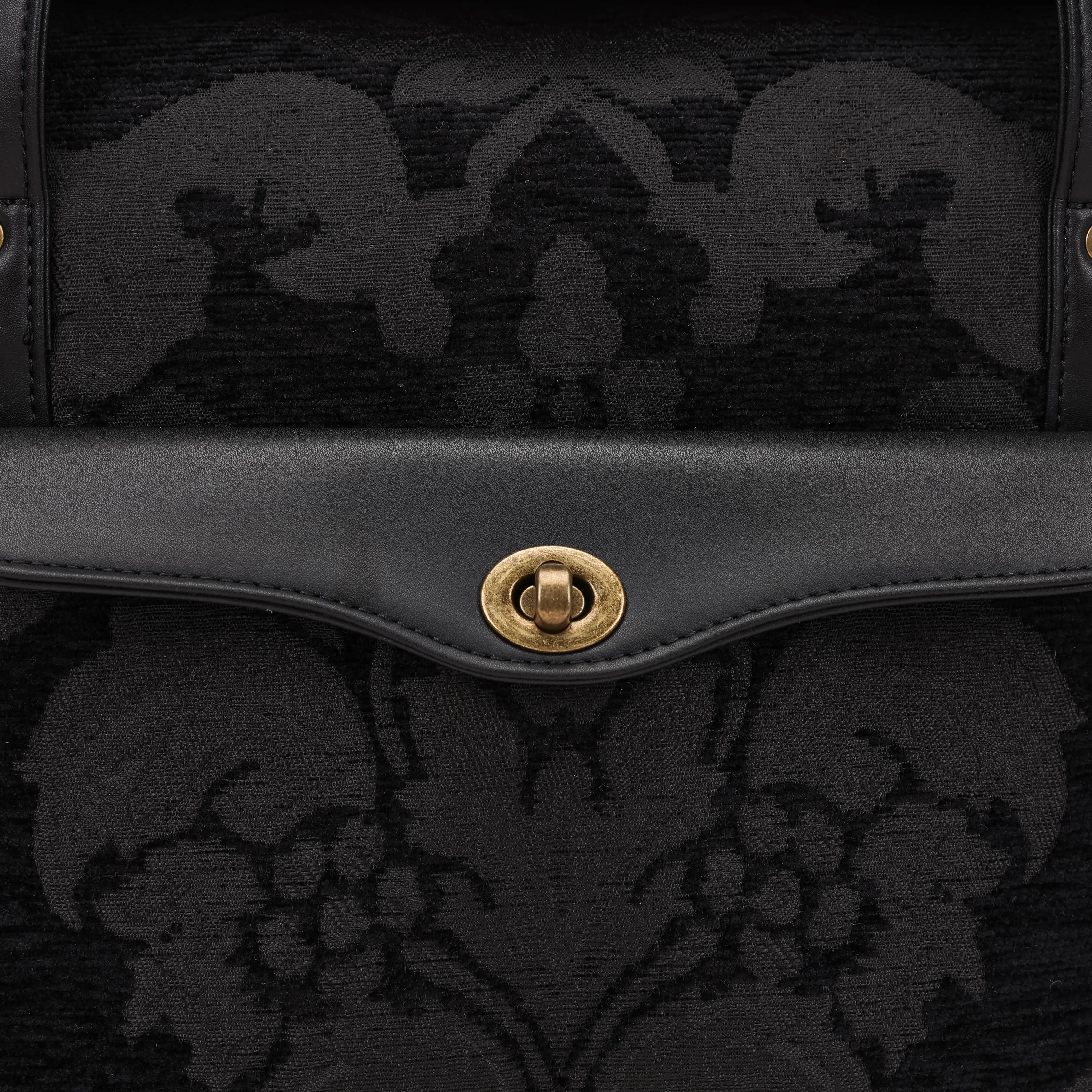 Victorian Blossom Black/Black Vintage Carpet Diaper Bag of America closure