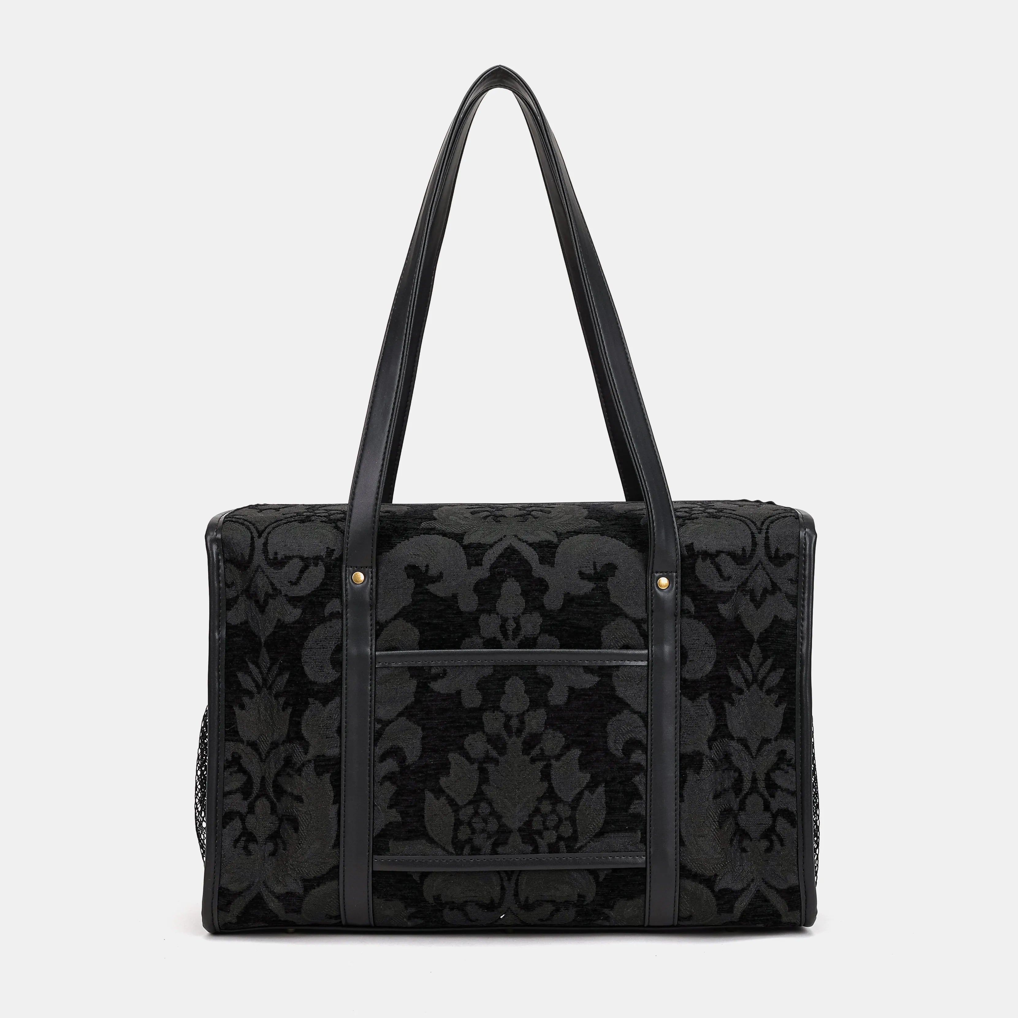 Victorian Blossom Black/Black Vintage Carpet Diaper Bag of America back