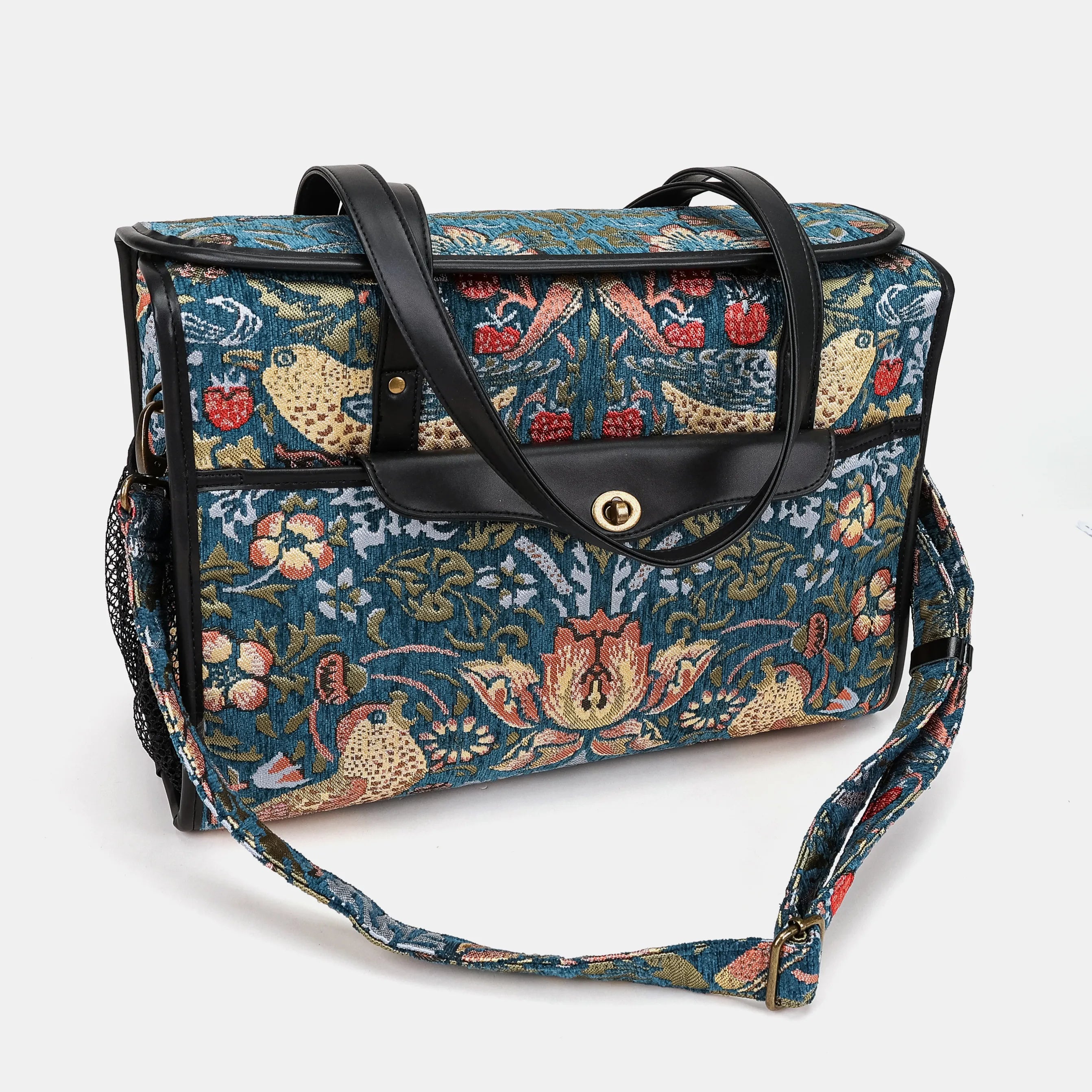William Morris Strawberry Thief Vintage Carpet Diaper Bag of America with shoulder strap