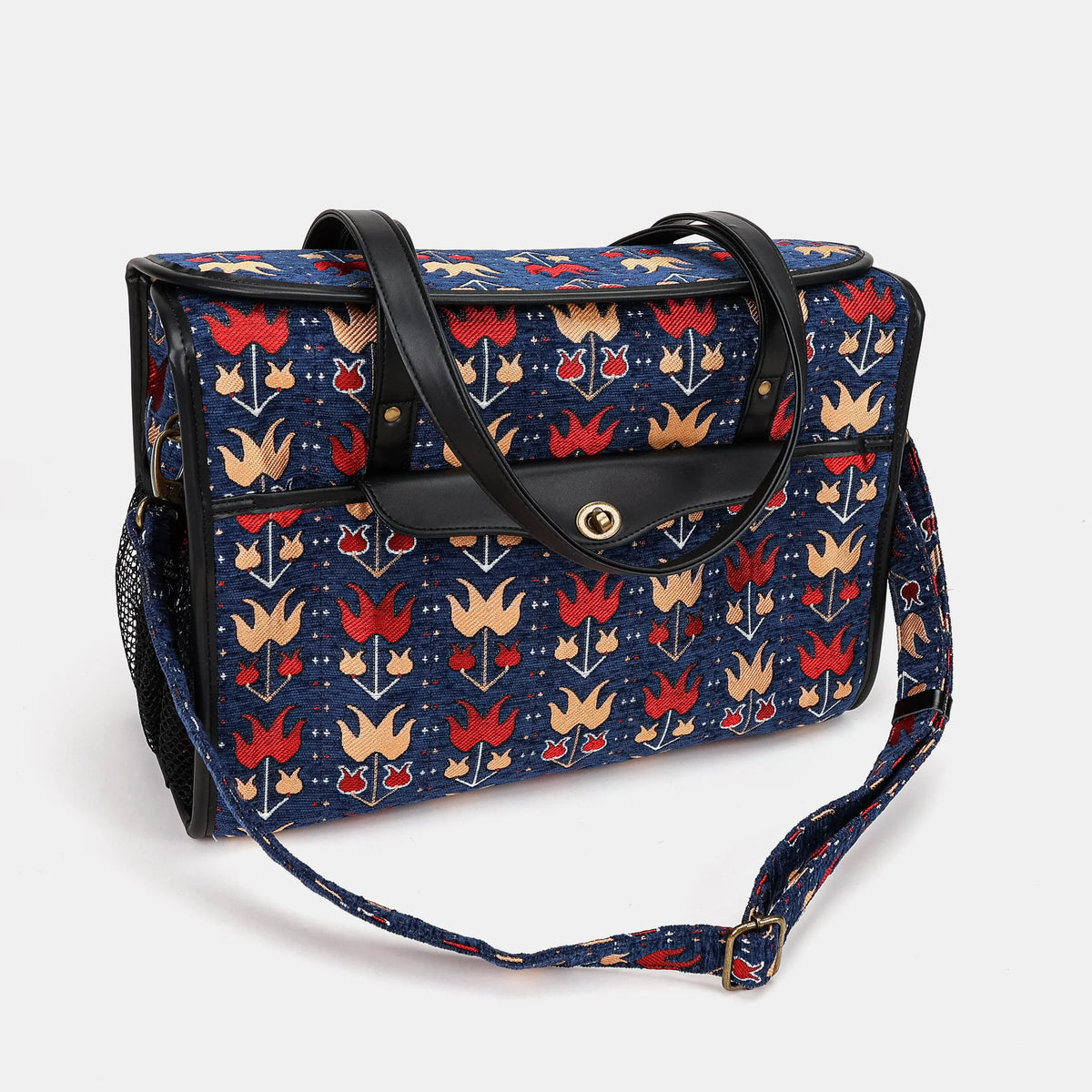 Poppy Bloom Vintage Carpet Diaper Bag Carpetbag of America with shoulder strap