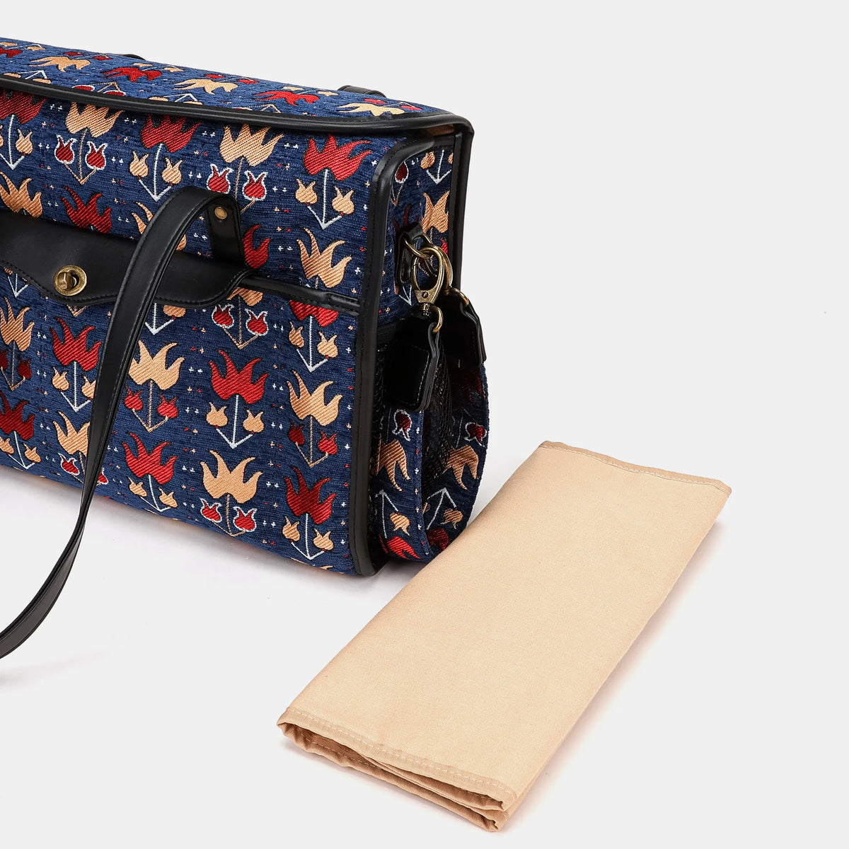 Poppy Bloom Vintage Carpet Diaper Bag Carpetbag of America changing mat