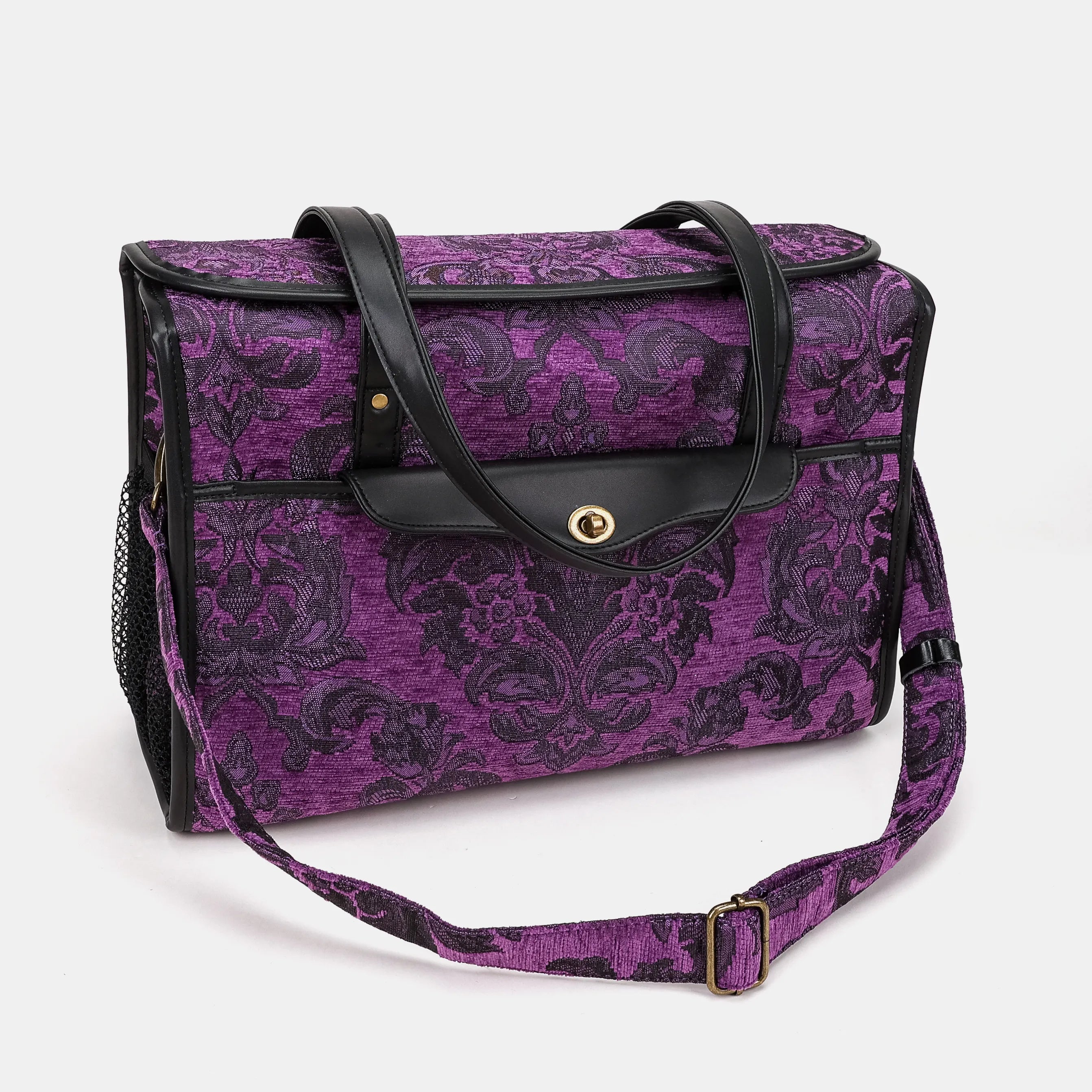 Victorian Blossom Purple Vintage Carpet Diaper Bag of America with shoulder strap