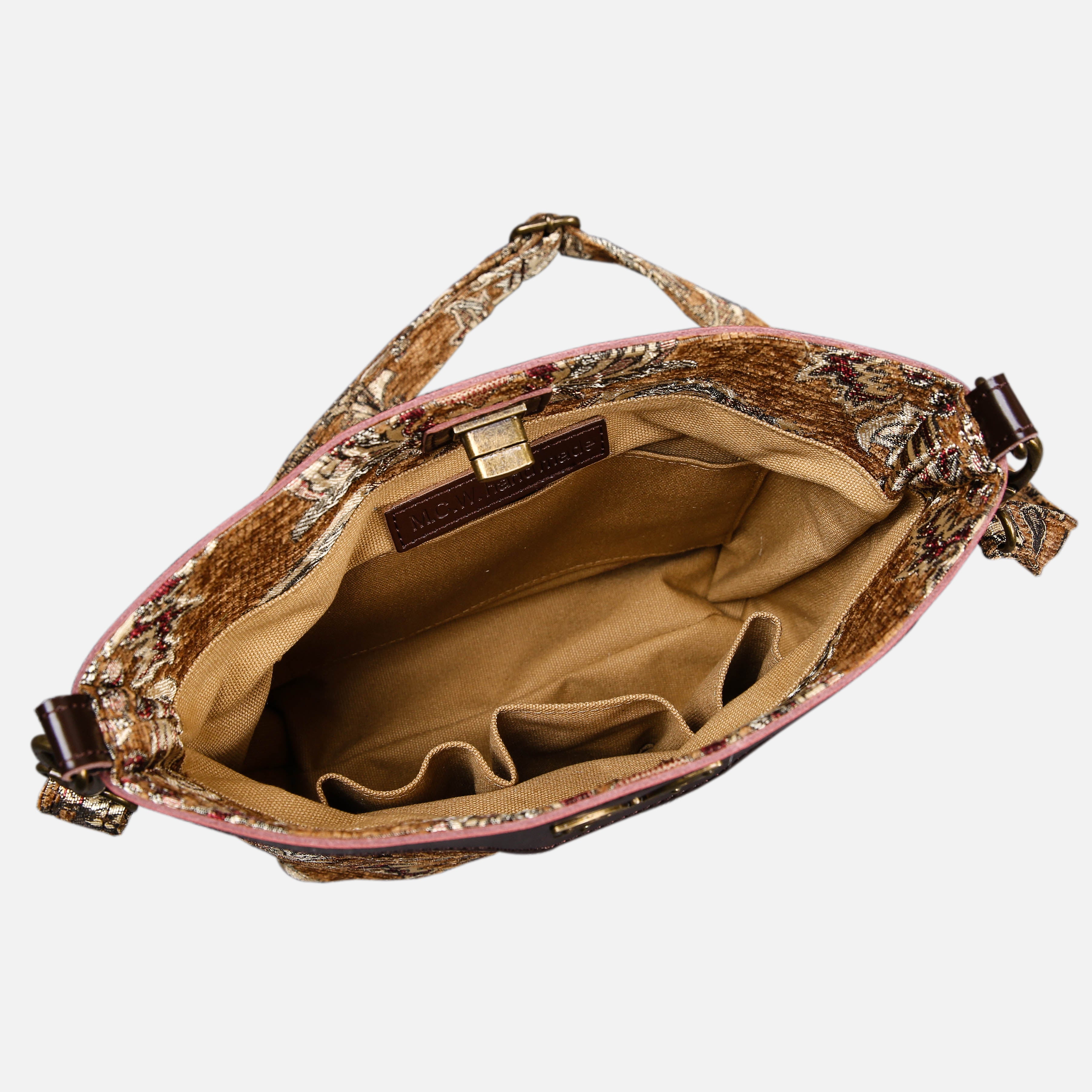Victorian Blossom Gold-Gold Carpet Crossbody Bag carpet bag MCW Handmade-3