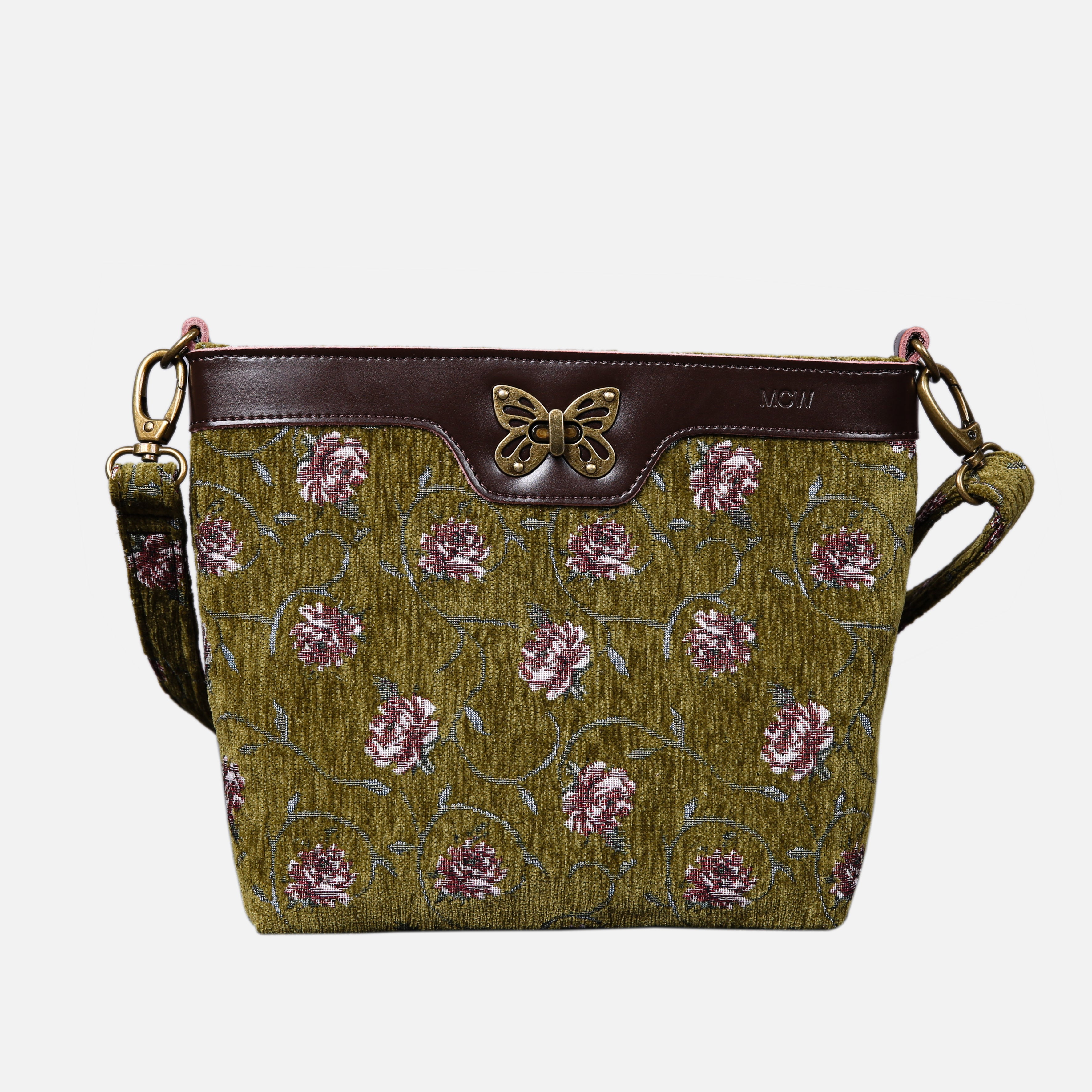 Climbing Rose Carpet Crossbody Bag carpet bag MCW Handmade Avocado main