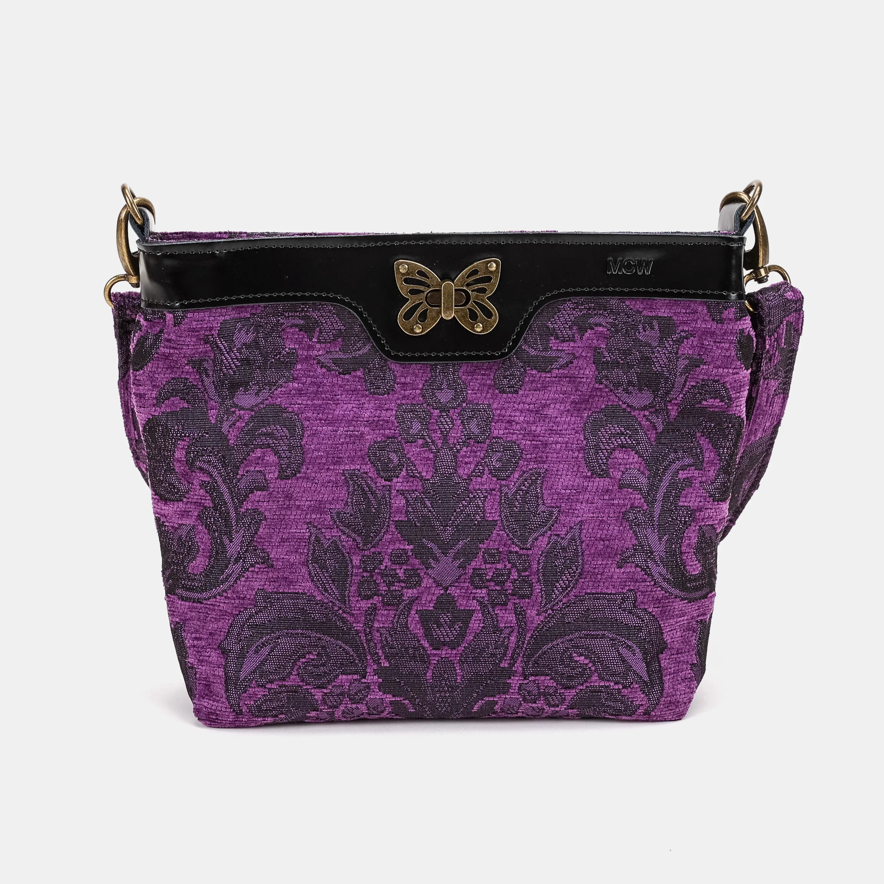 Victorian Blossom Purple Butterfly Crossbody Bag Carpet bag of America-main