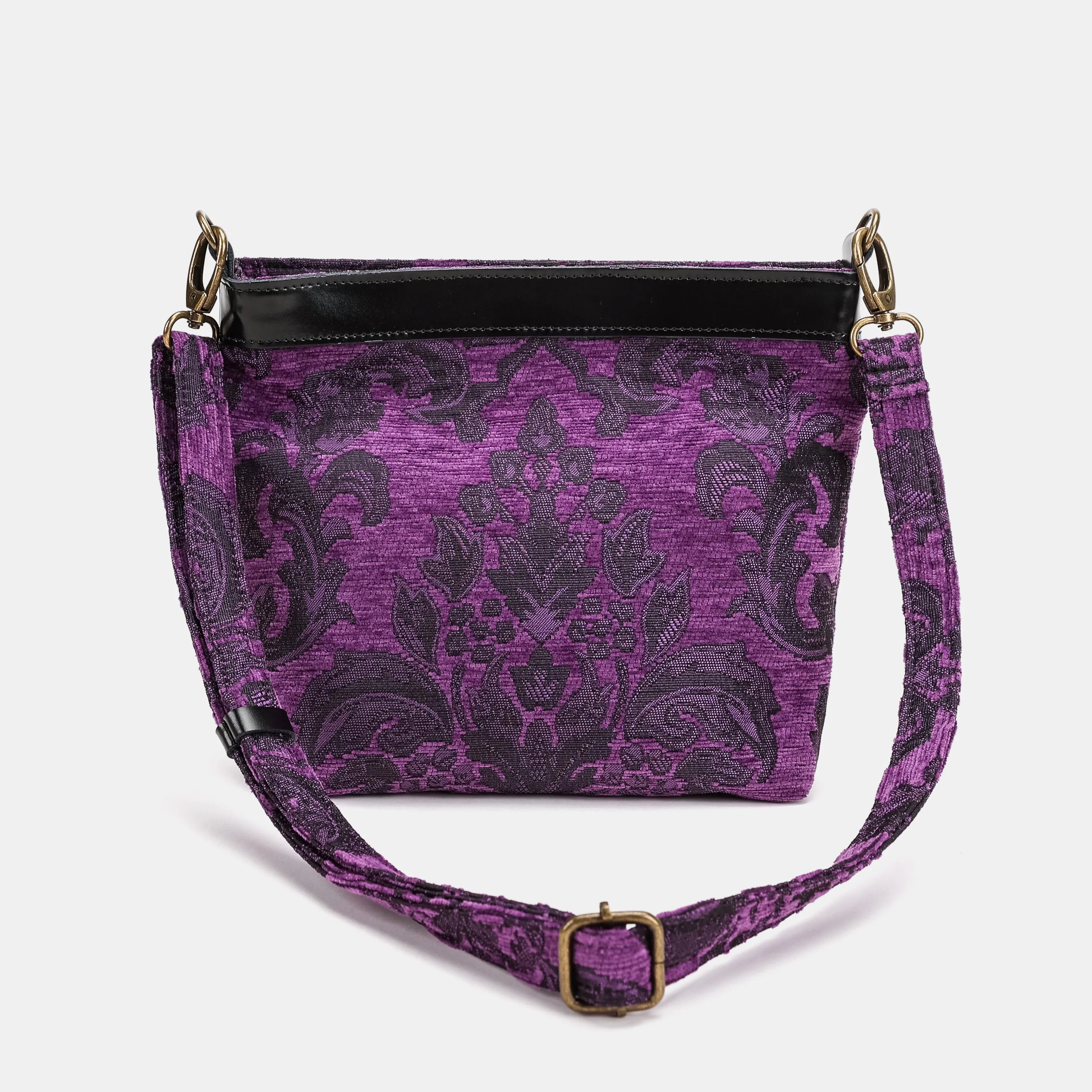 Victorian Blossom Purple Butterfly Crossbody Bag Carpet bag of America-back