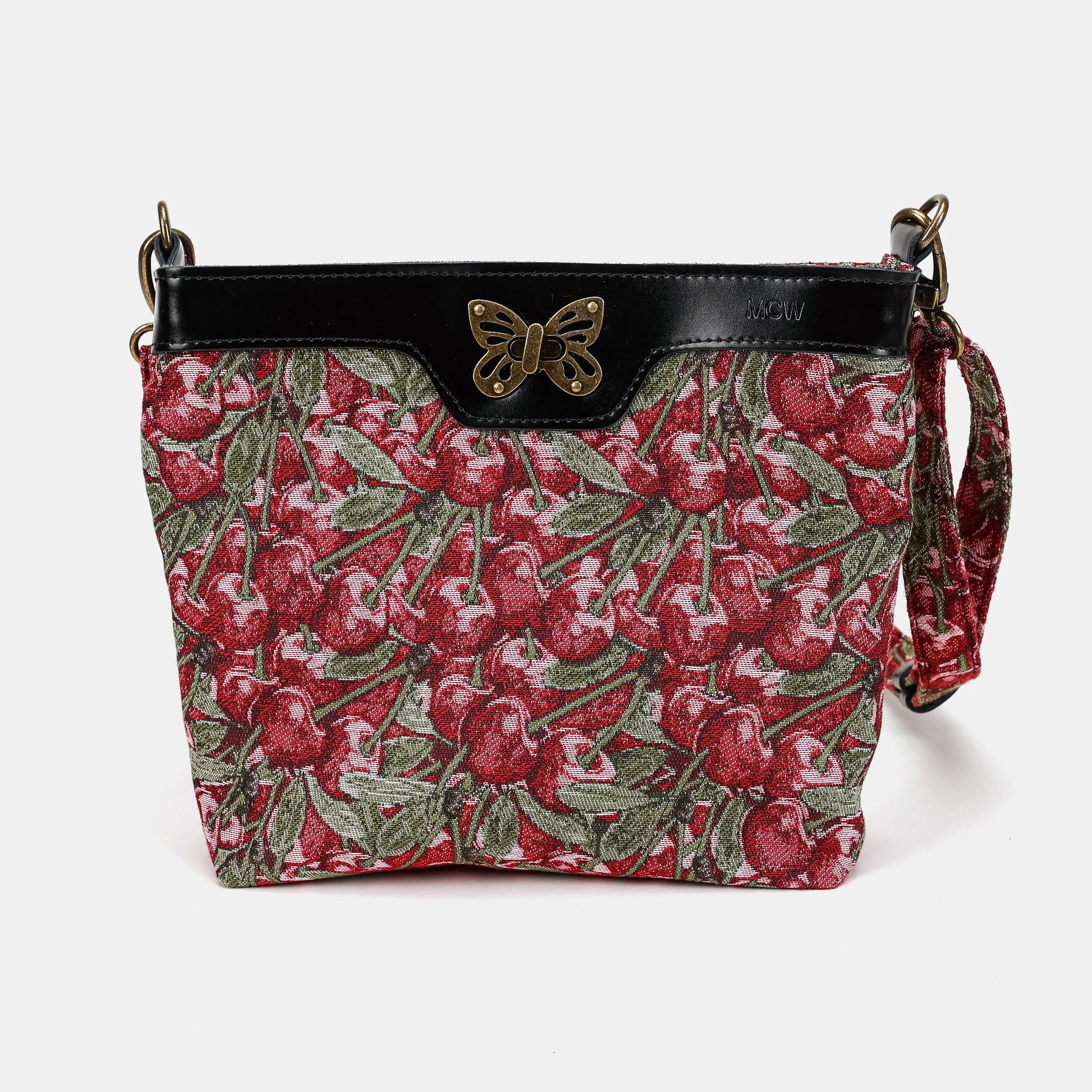 Cherry Cascade Butterfly Crossbody Bag Carpet bag of America main