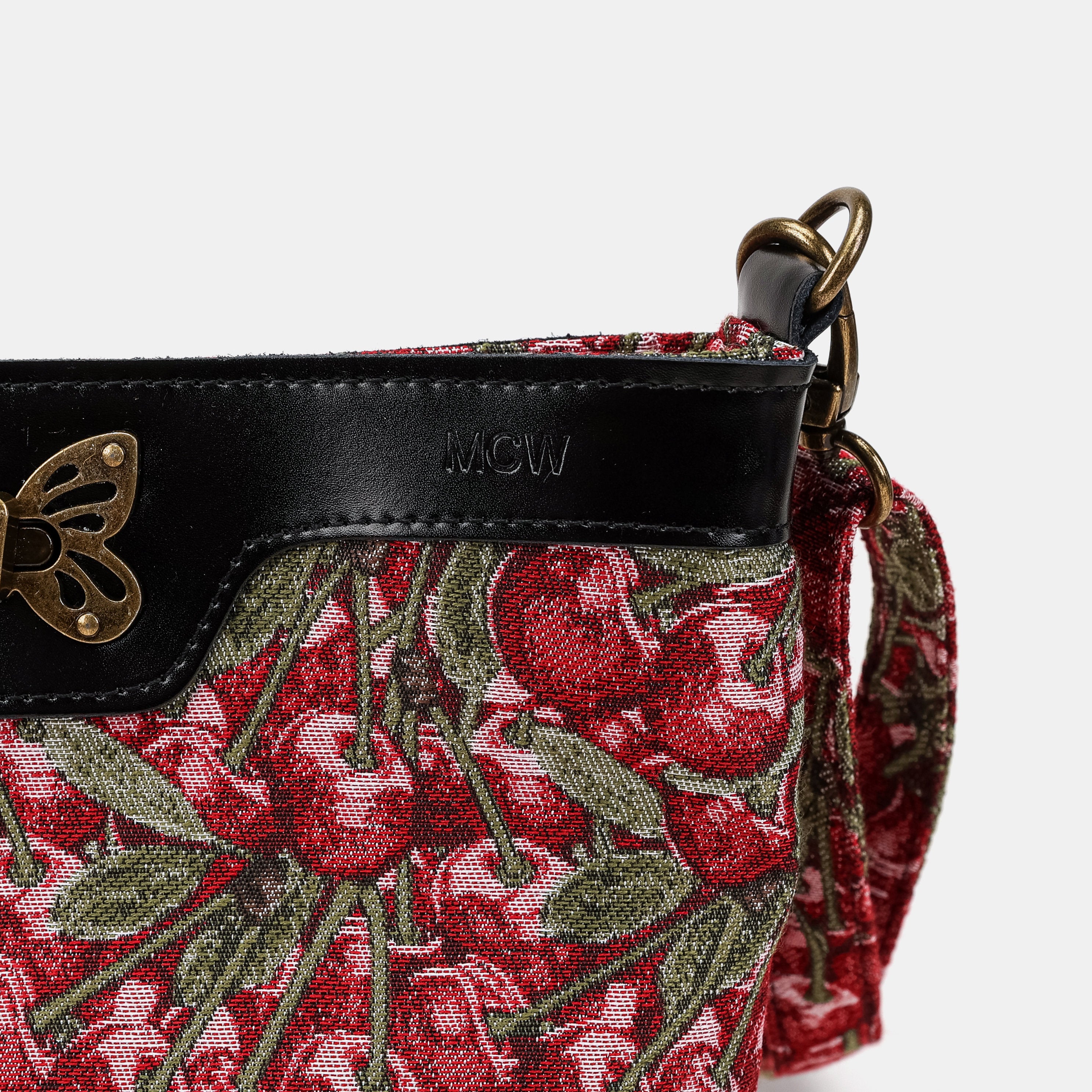 Cherry Cascade Butterfly Crossbody Bag Carpet bag of America details