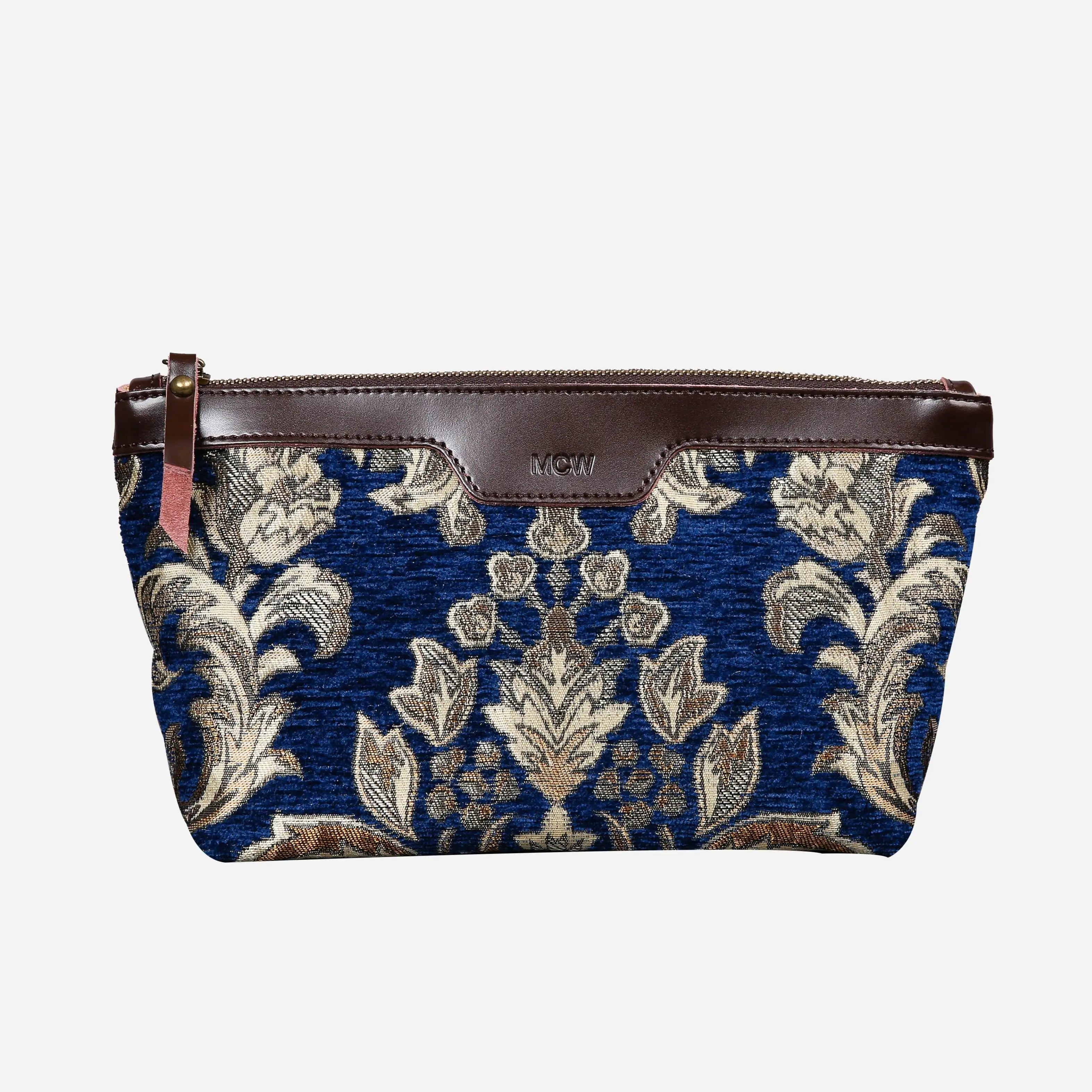 Victorian Blossom Blue Gold Carpet Makeup Bag Carpetbag of America main