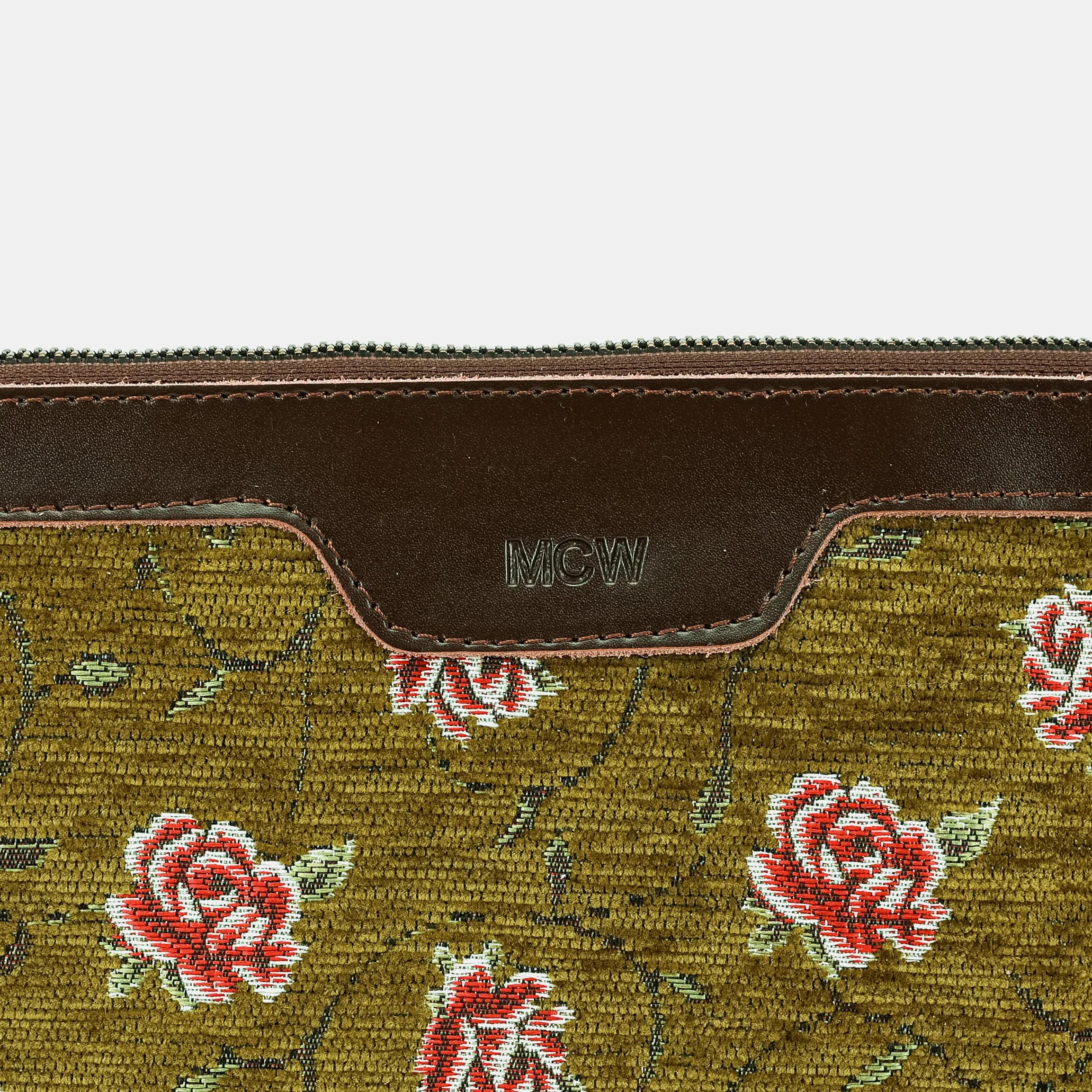 Climbing Rose Avocado Carpet Makeup Bag Carpetbag of America details