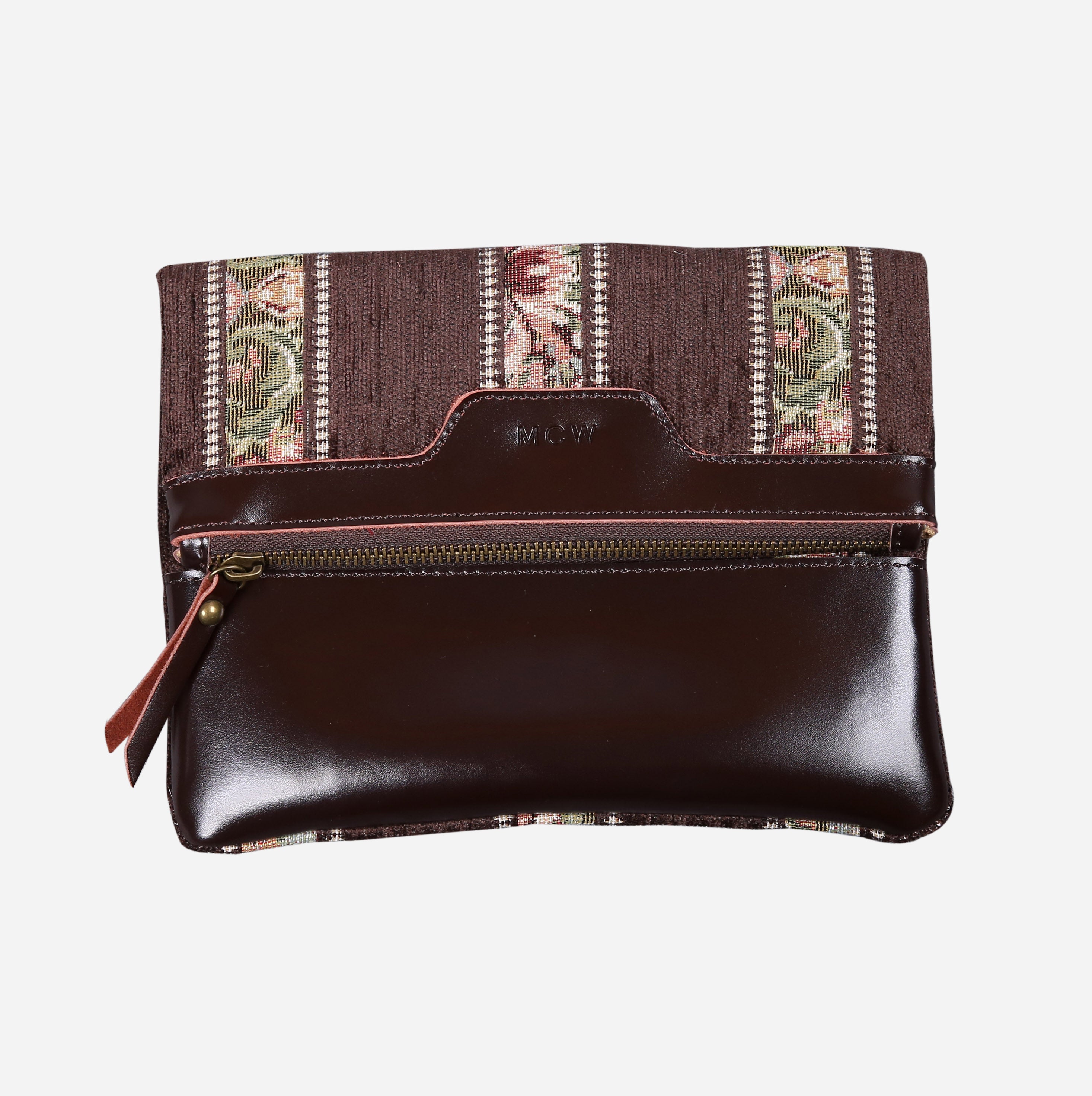 Floral Strips Coffee Carpet Clutch carpet bag MCW Handmade