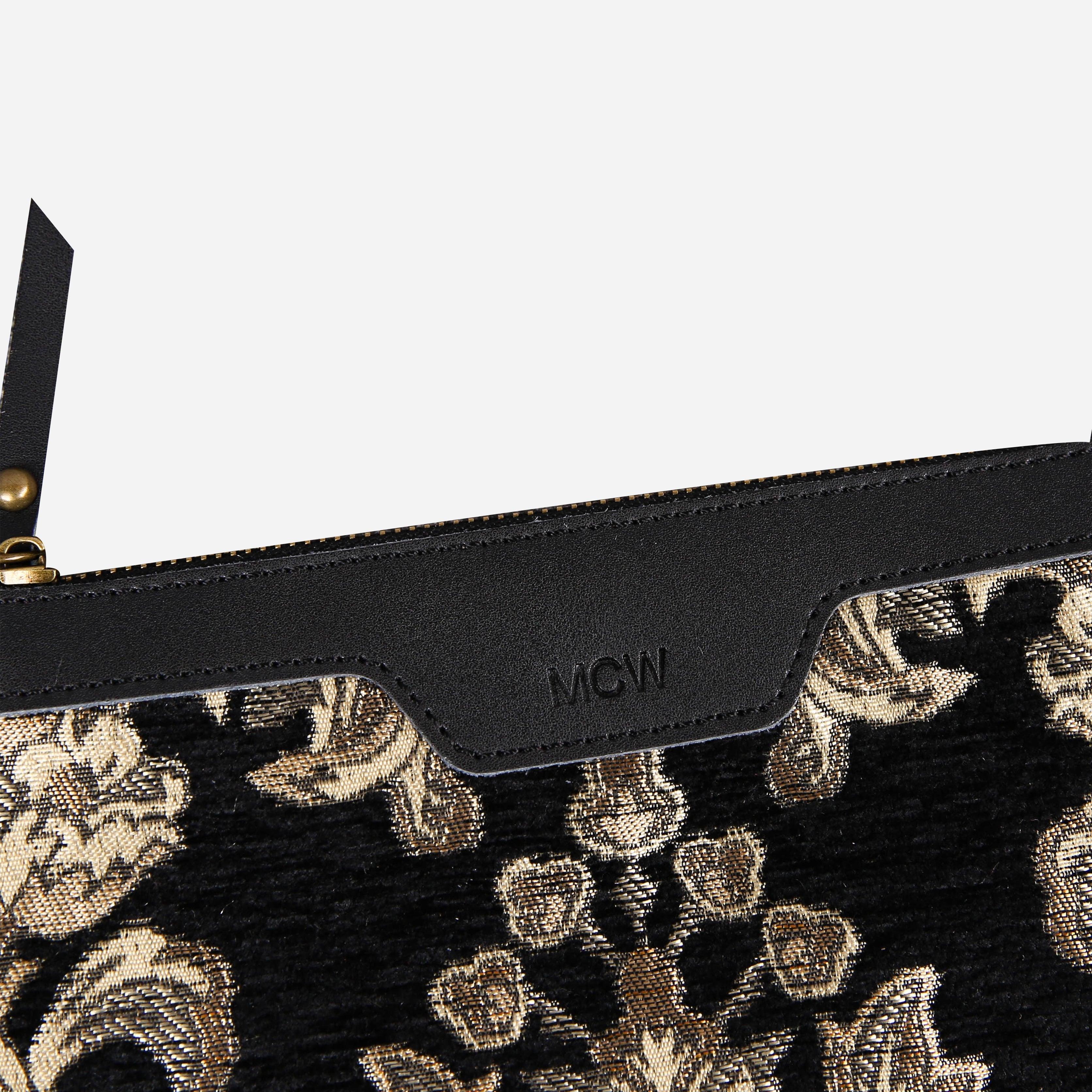 Victorian Blossom BLK-GOLD Wristlet Clutch carpet bag MCW Handmade-4