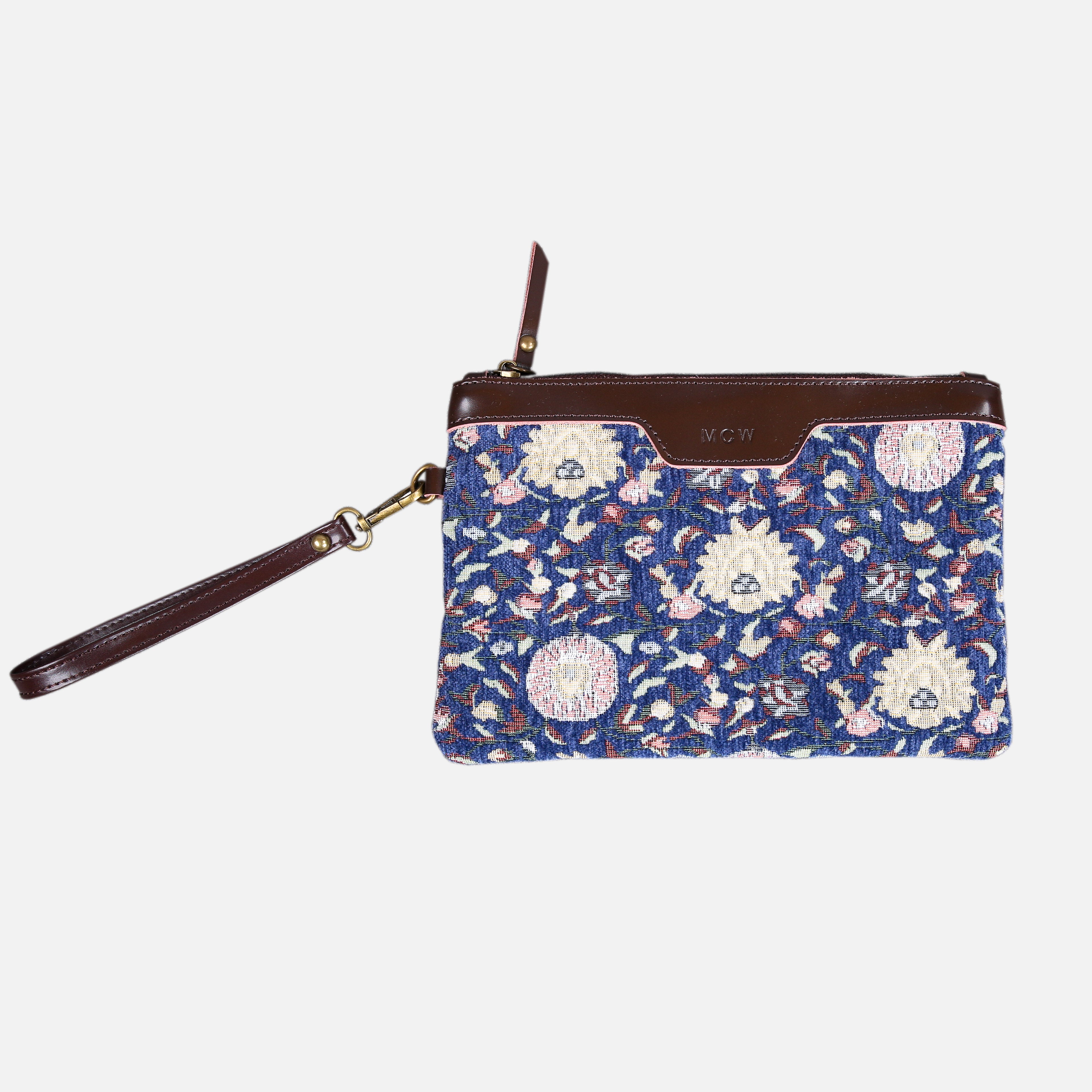 Oriental Blue Wristlet Clutch carpet bag MCW Handmade