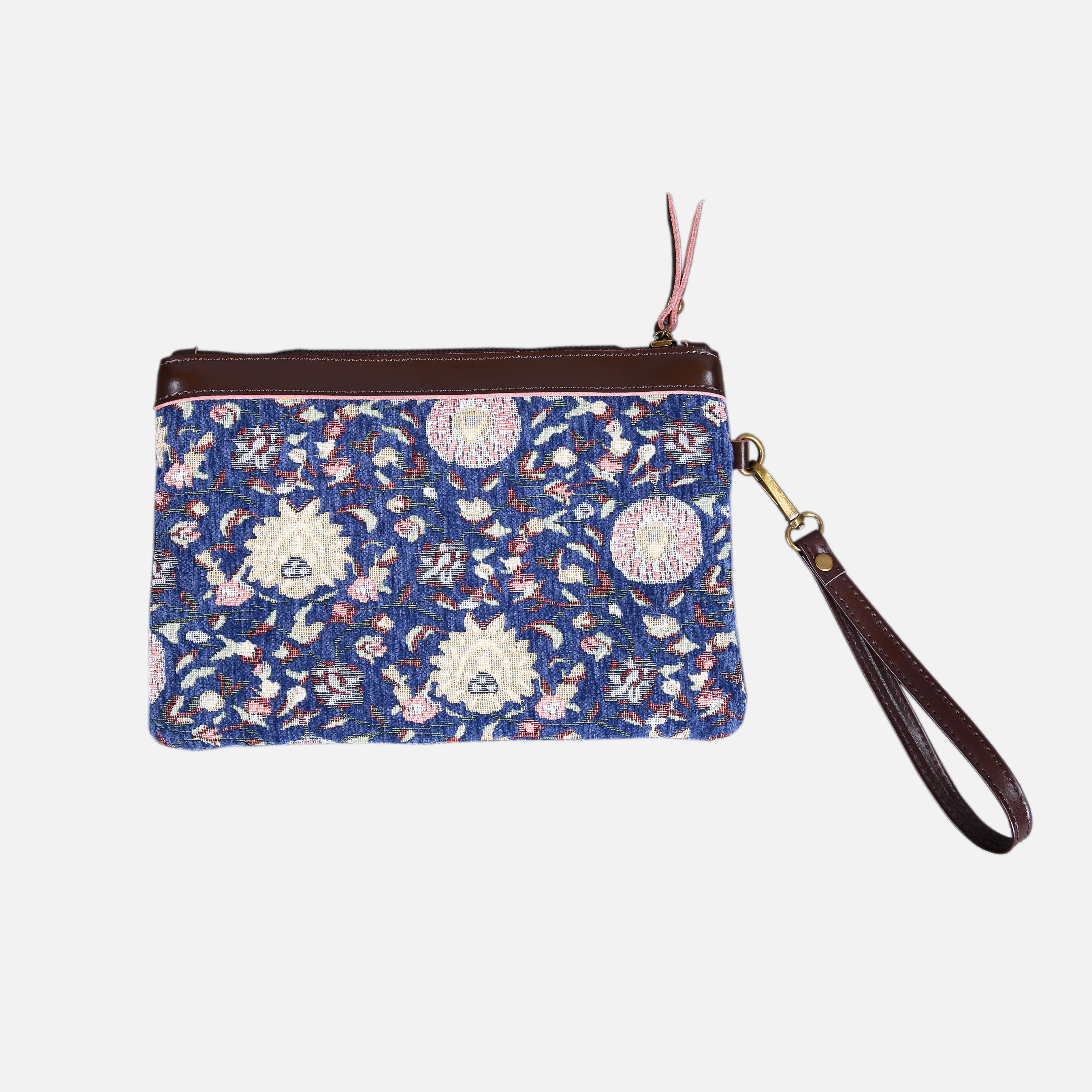 Oriental Blue Wristlet Clutch carpet bag MCW Handmade-1