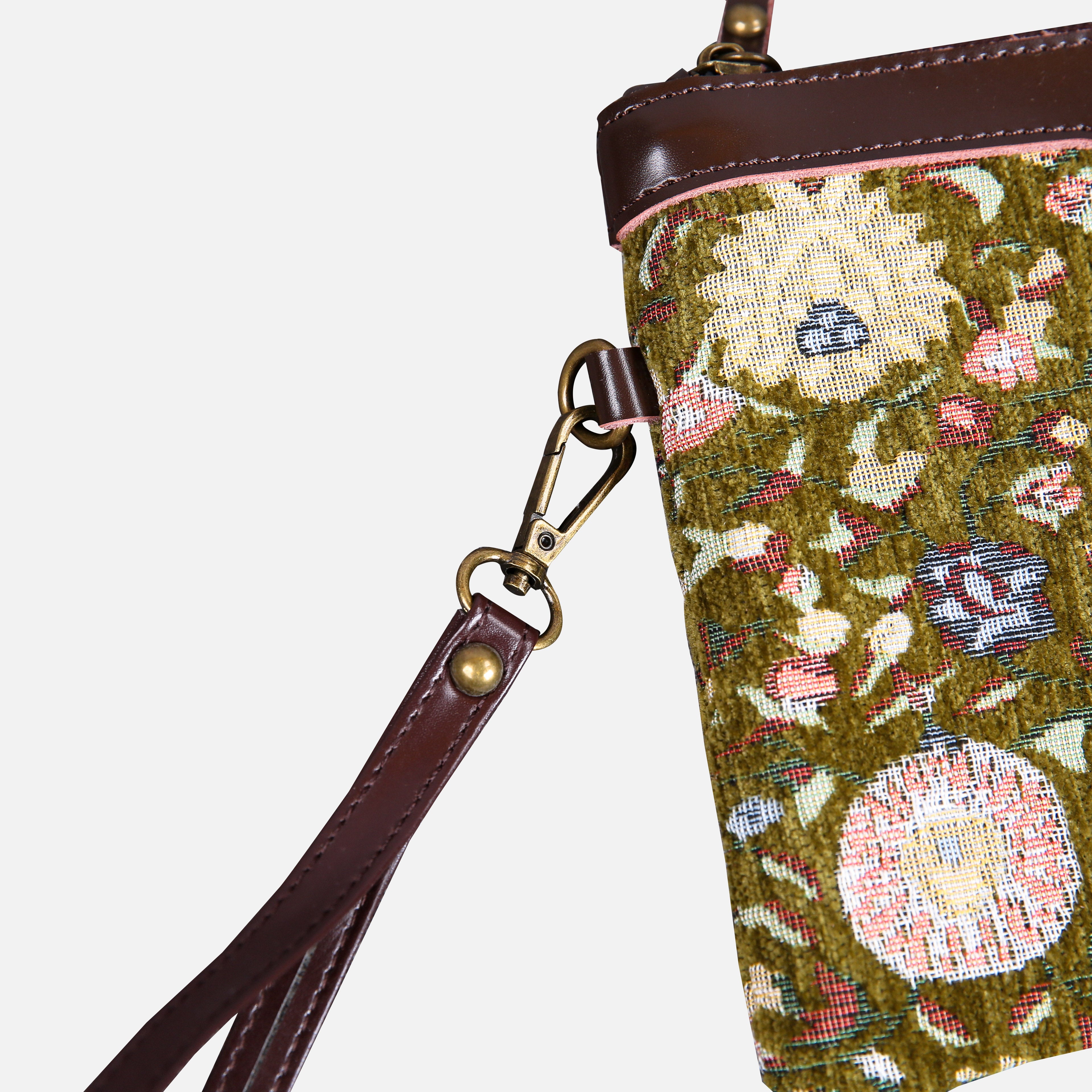 Oriental Avocado Wristlet Clutch carpet bag MCW Handmade-5