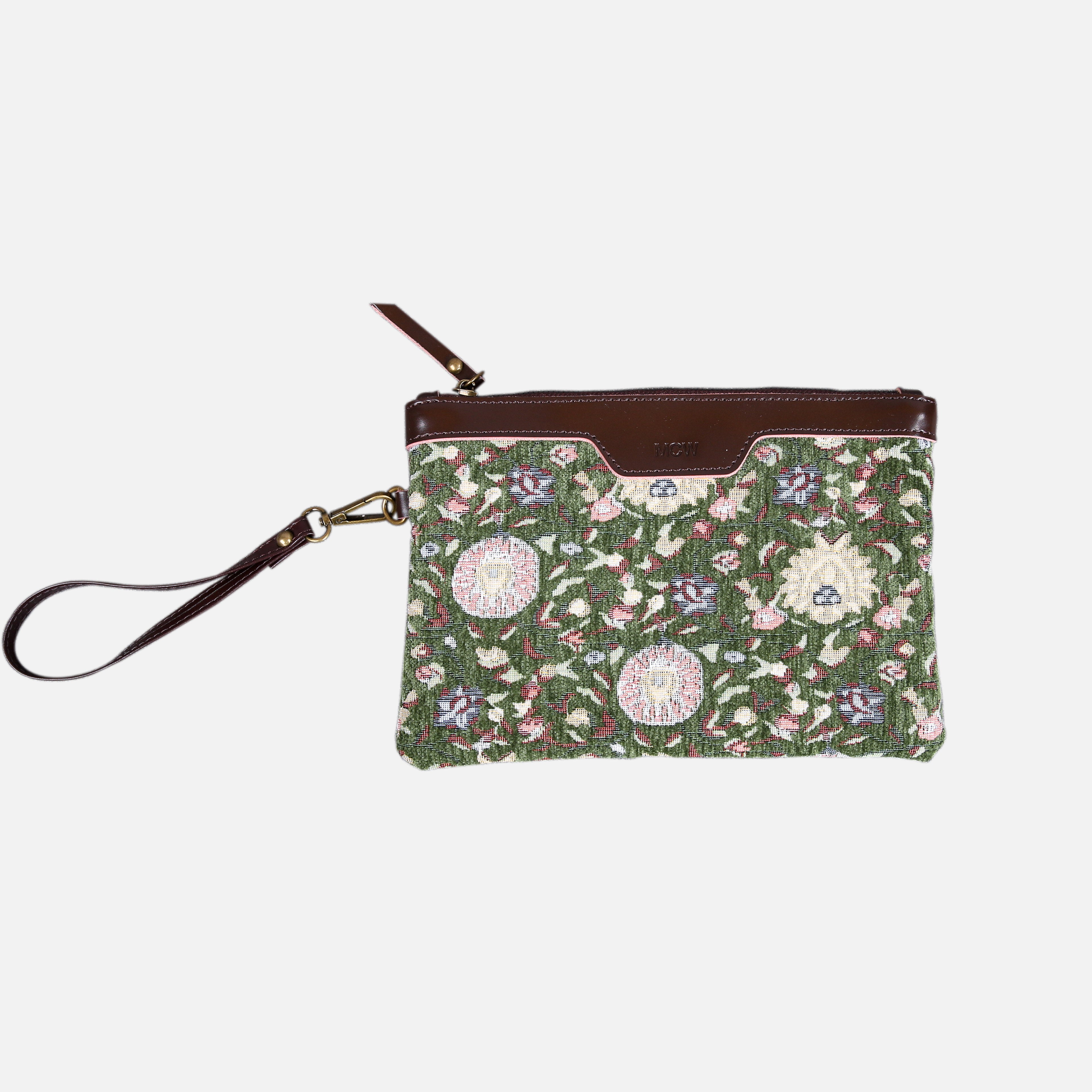 Oriental Arugula Green Wristlet Clutch carpet bag MCW Handmade
