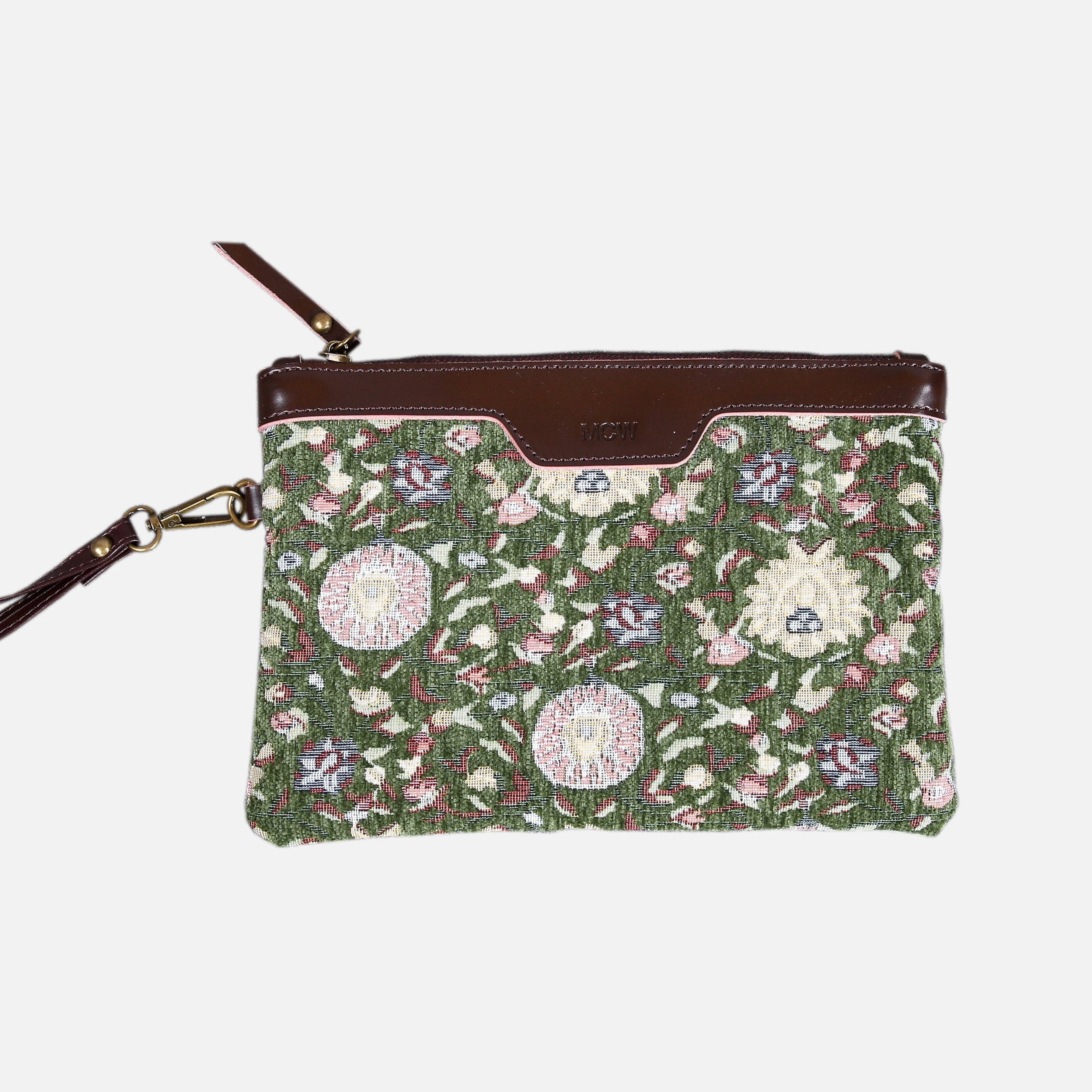 Oriental Arugula Green Wristlet Clutch carpet bag MCW Handmade