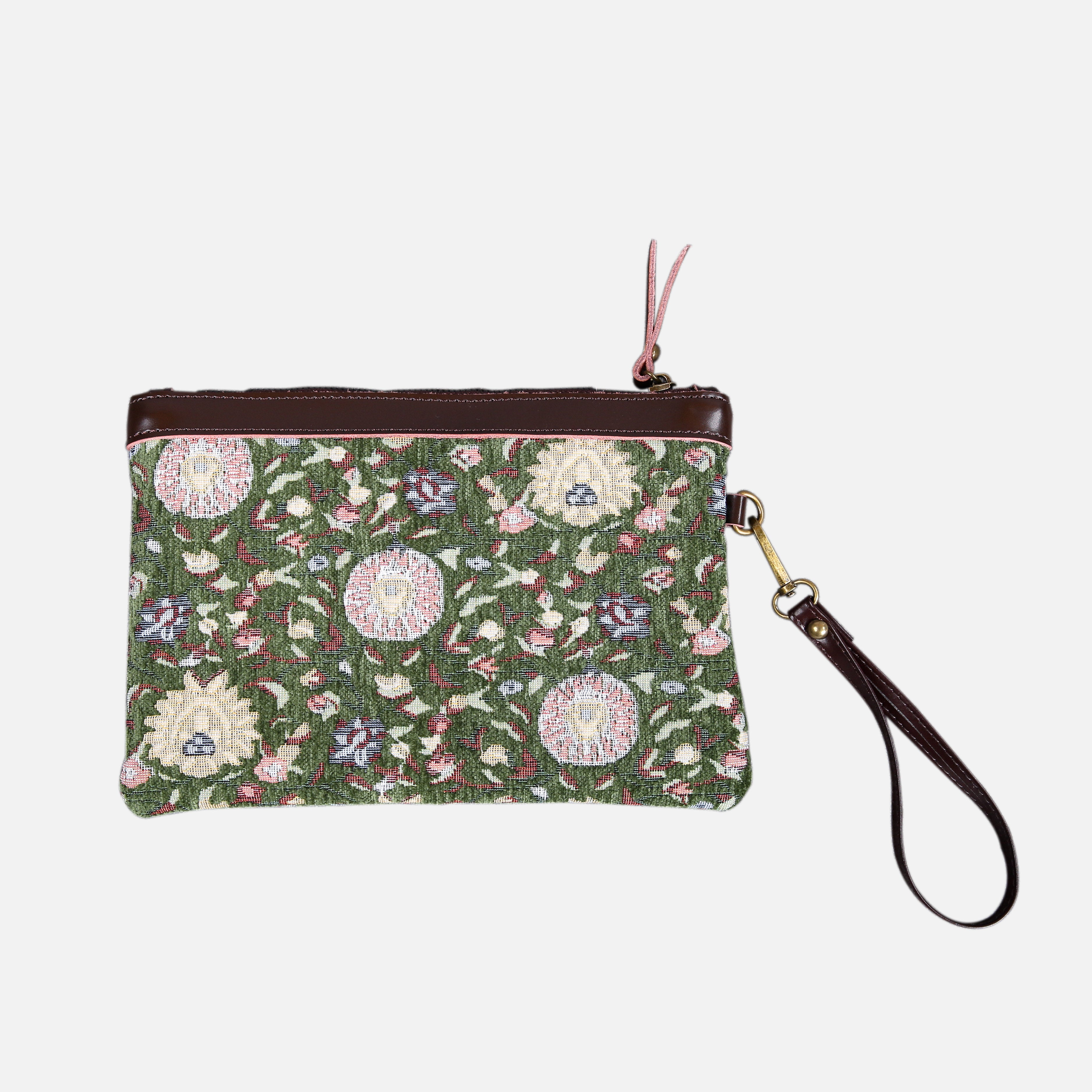 Oriental Arugula Green Wristlet Clutch carpet bag MCW Handmade-1