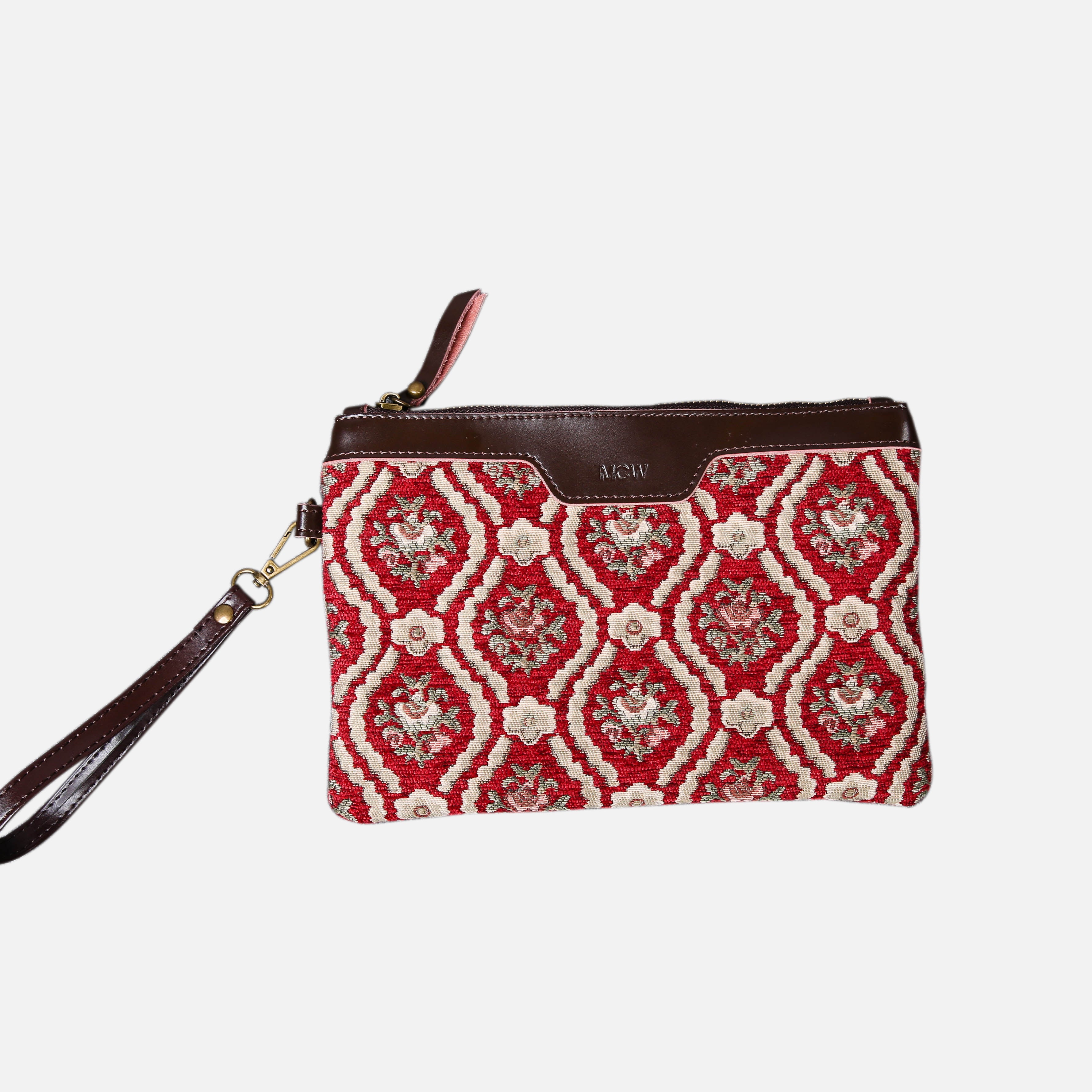 Traditional Red Wristlet Clutch carpet bag MCW Handmade