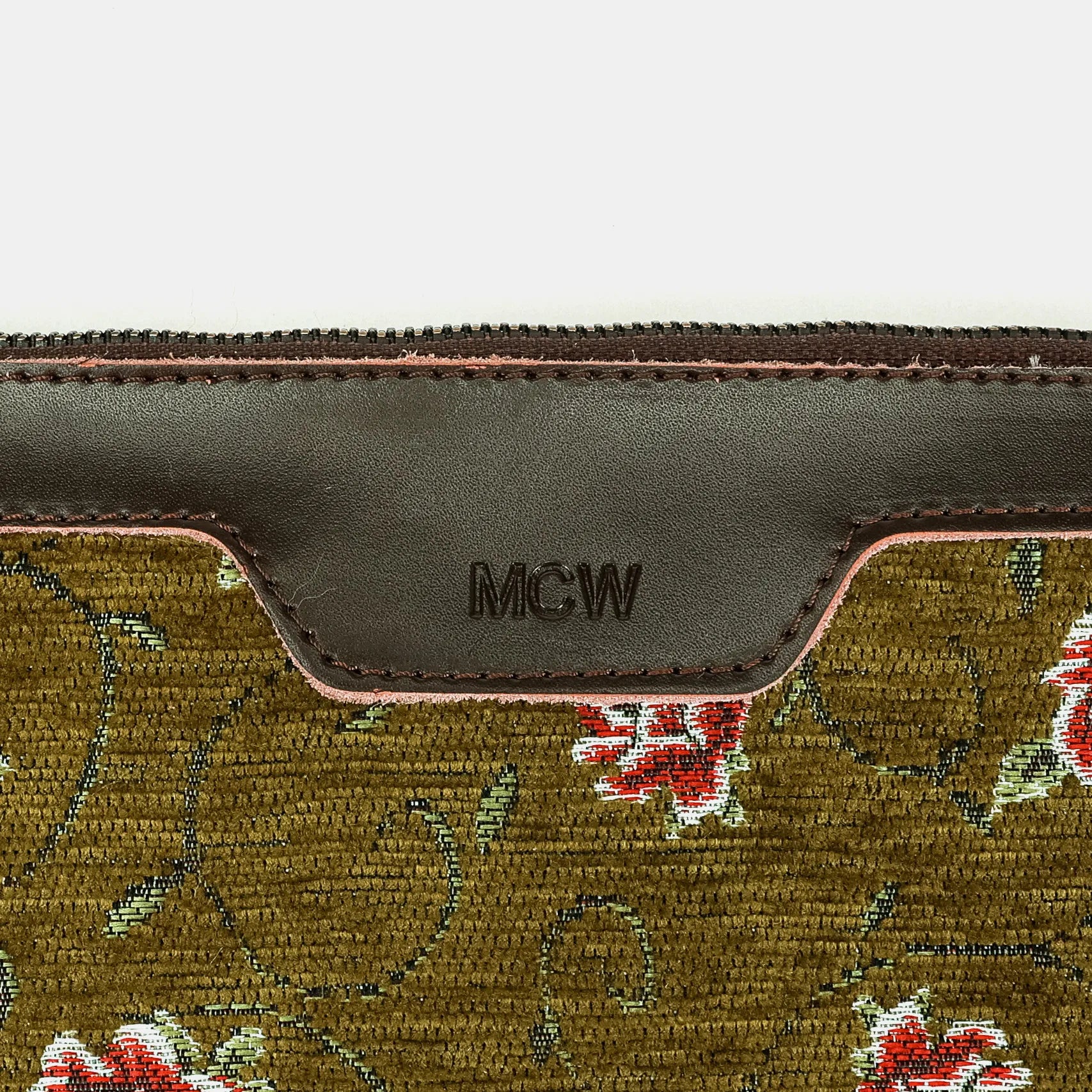 Climbing Rose Avocado Wristlet Clutch Carpetbag of America details
