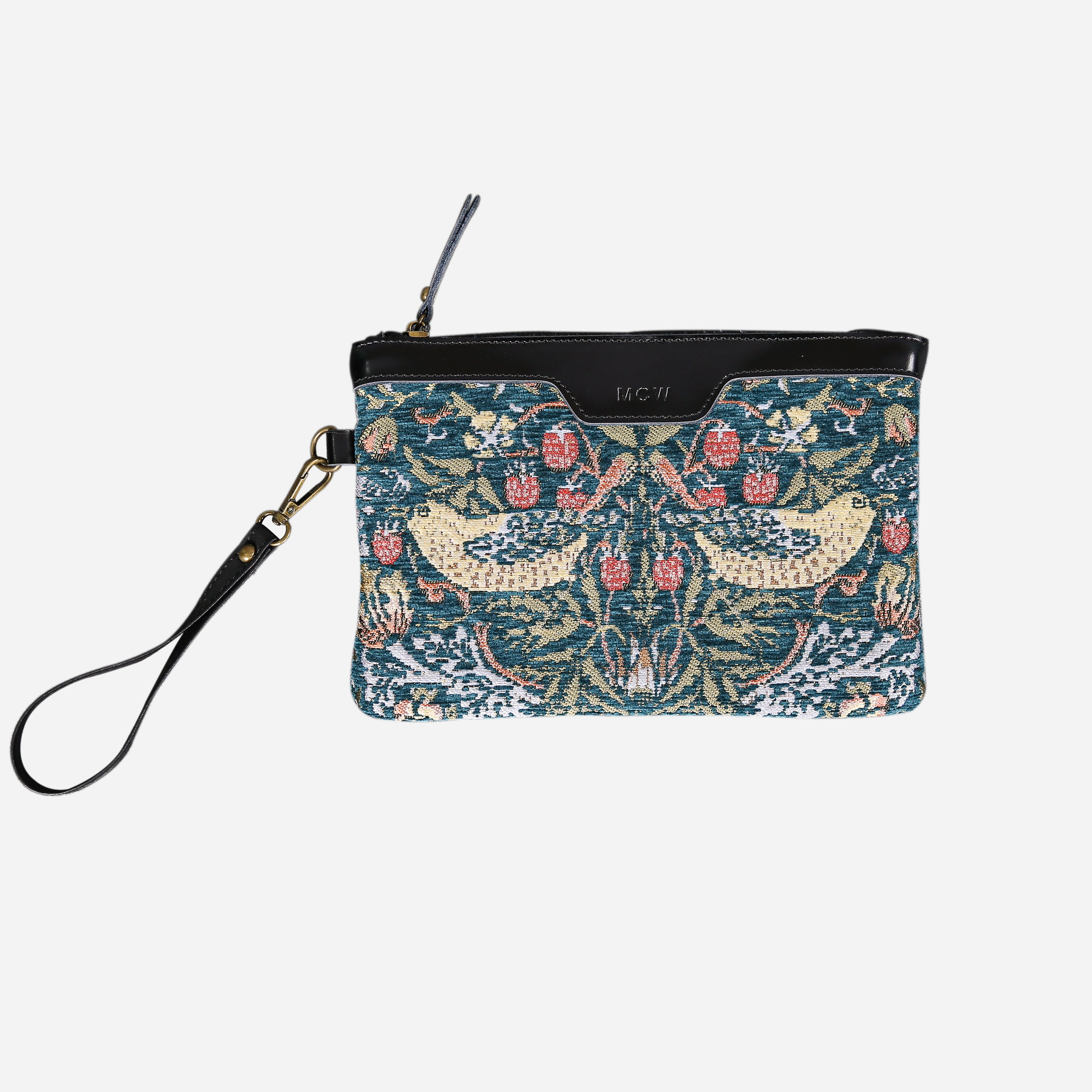 William Morris Strawberry Thief Wristlet Clutch carpet bag MCW Handmade