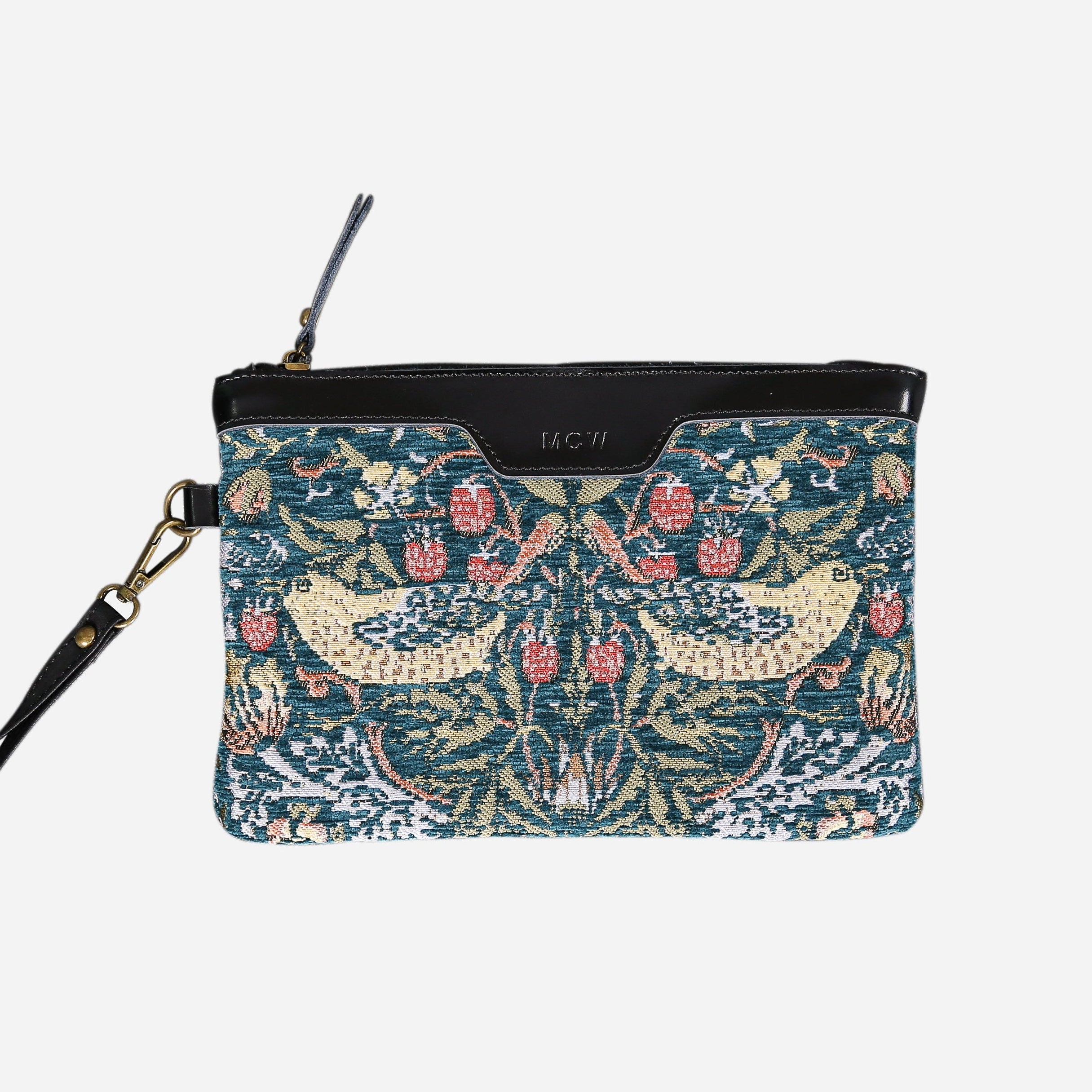 William Morris Strawberry Thief Wristlet Clutch carpet bag MCW Handmade