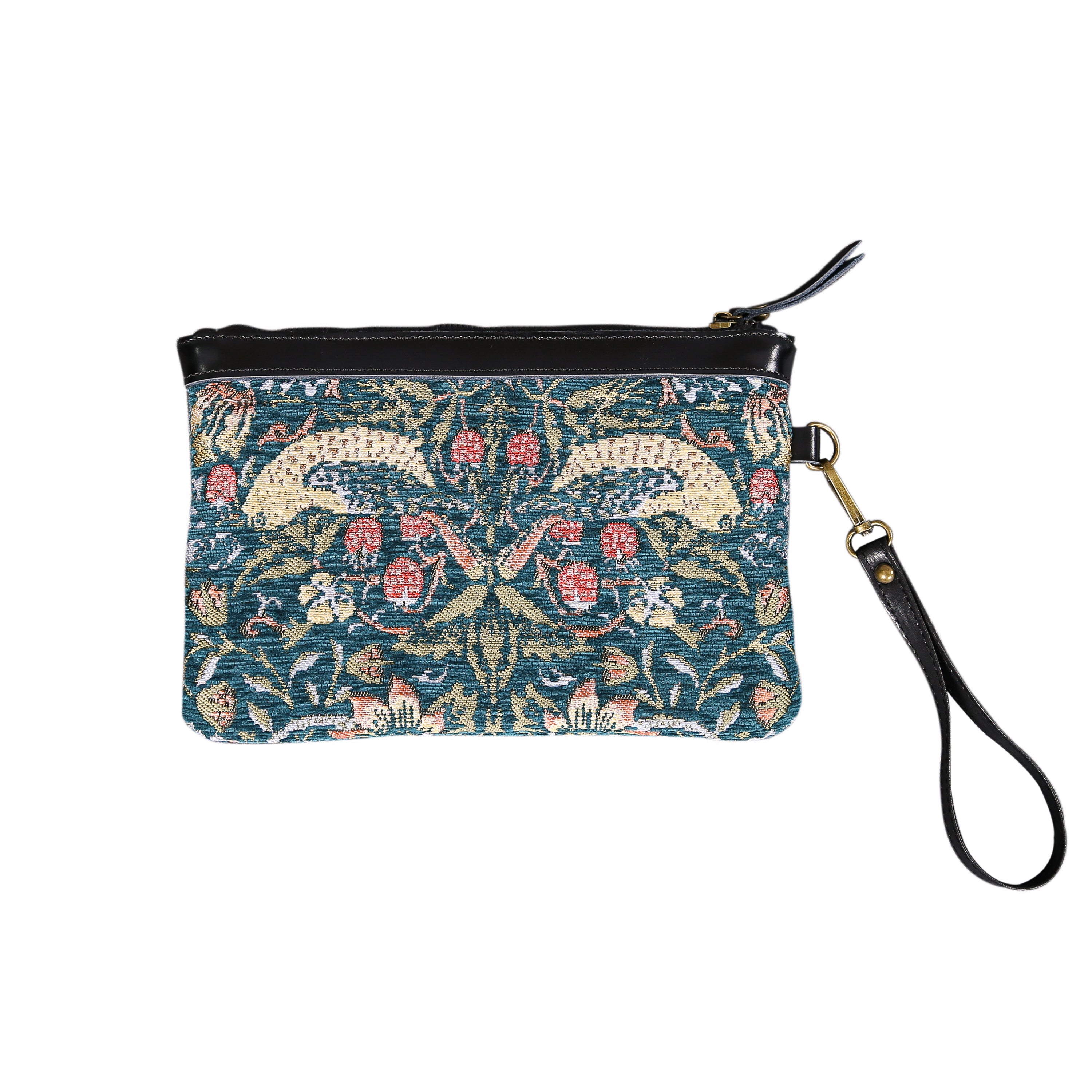 William Morris Strawberry Thief Wristlet Clutch carpet bag MCW Handmade-1