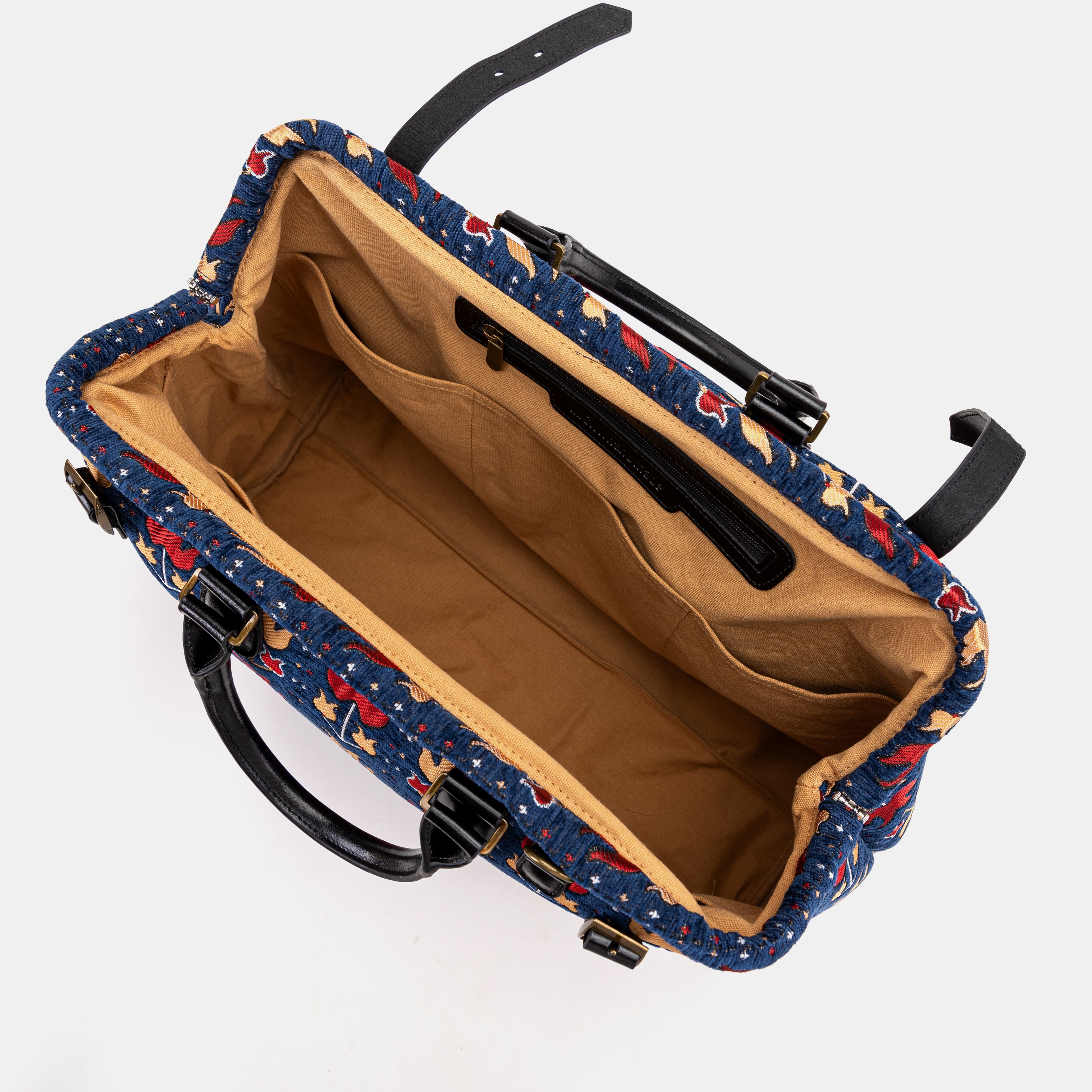 Poppy Bloom Men's Carpetbag Carpetbag of America inside
