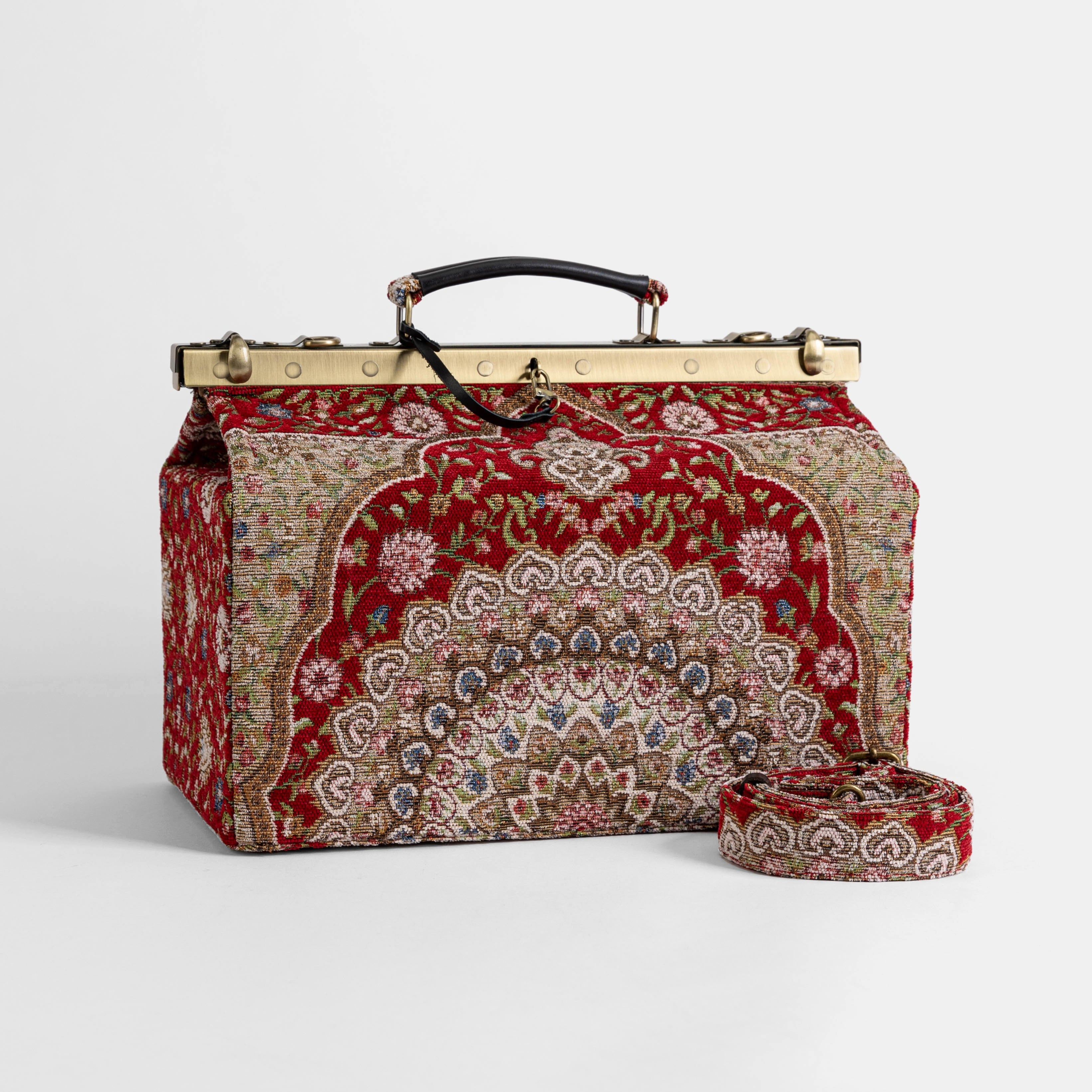 Gladstone Bag Carpet Doctor Bag Victorian Weekender Bag Shoulder Frame Bag Genevieve Oriental Red Carpetbagger Carpetbag of America main