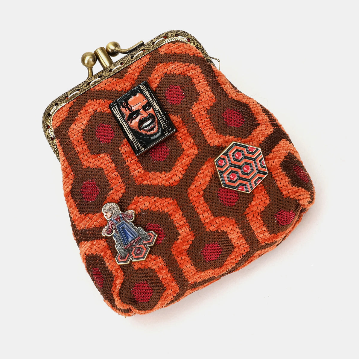 The Shining Enamel Pin Set | 6 Horror Collector Pins in use