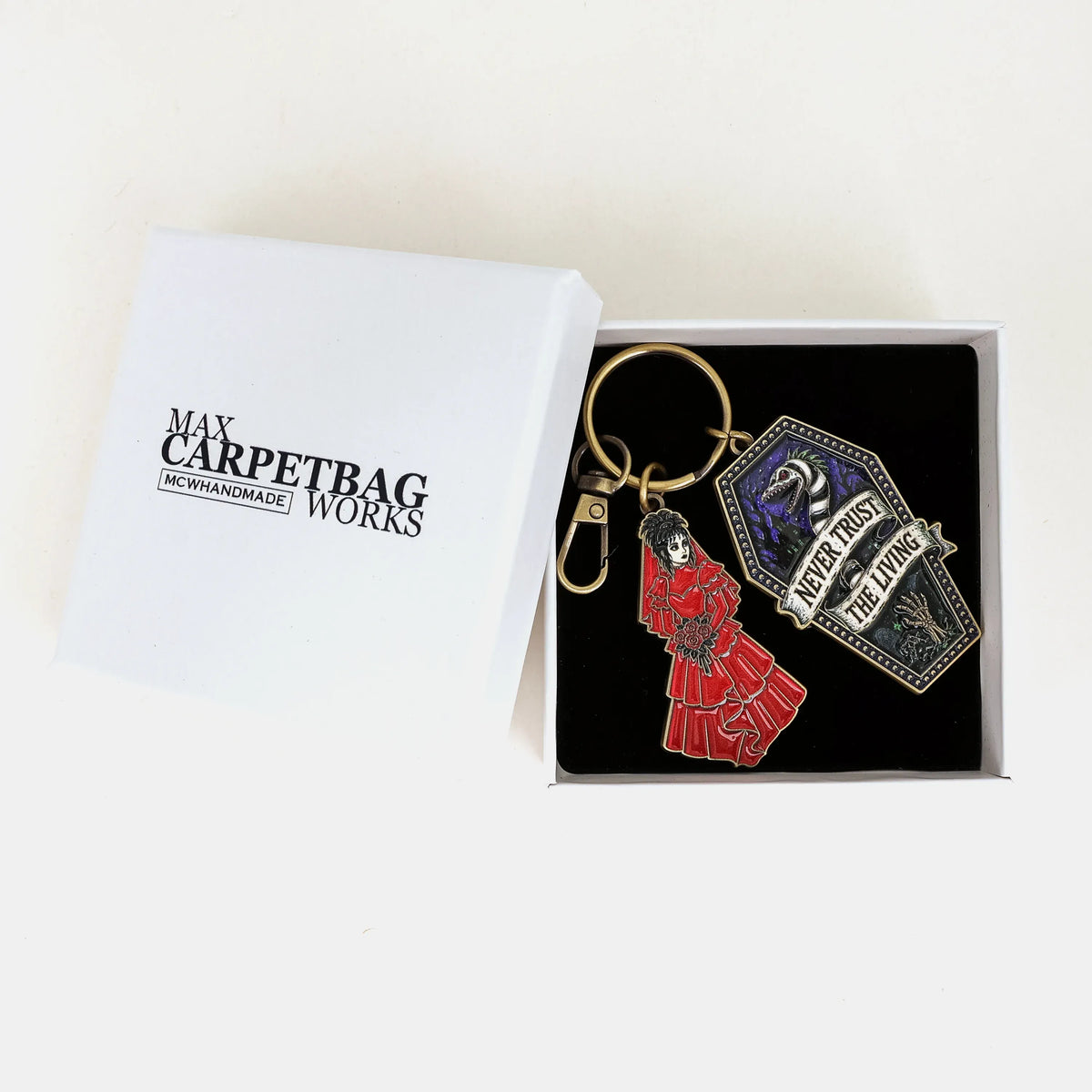 Build Your Own Beetlejuice-Inspired Charm Keychain | MCW two with packaging