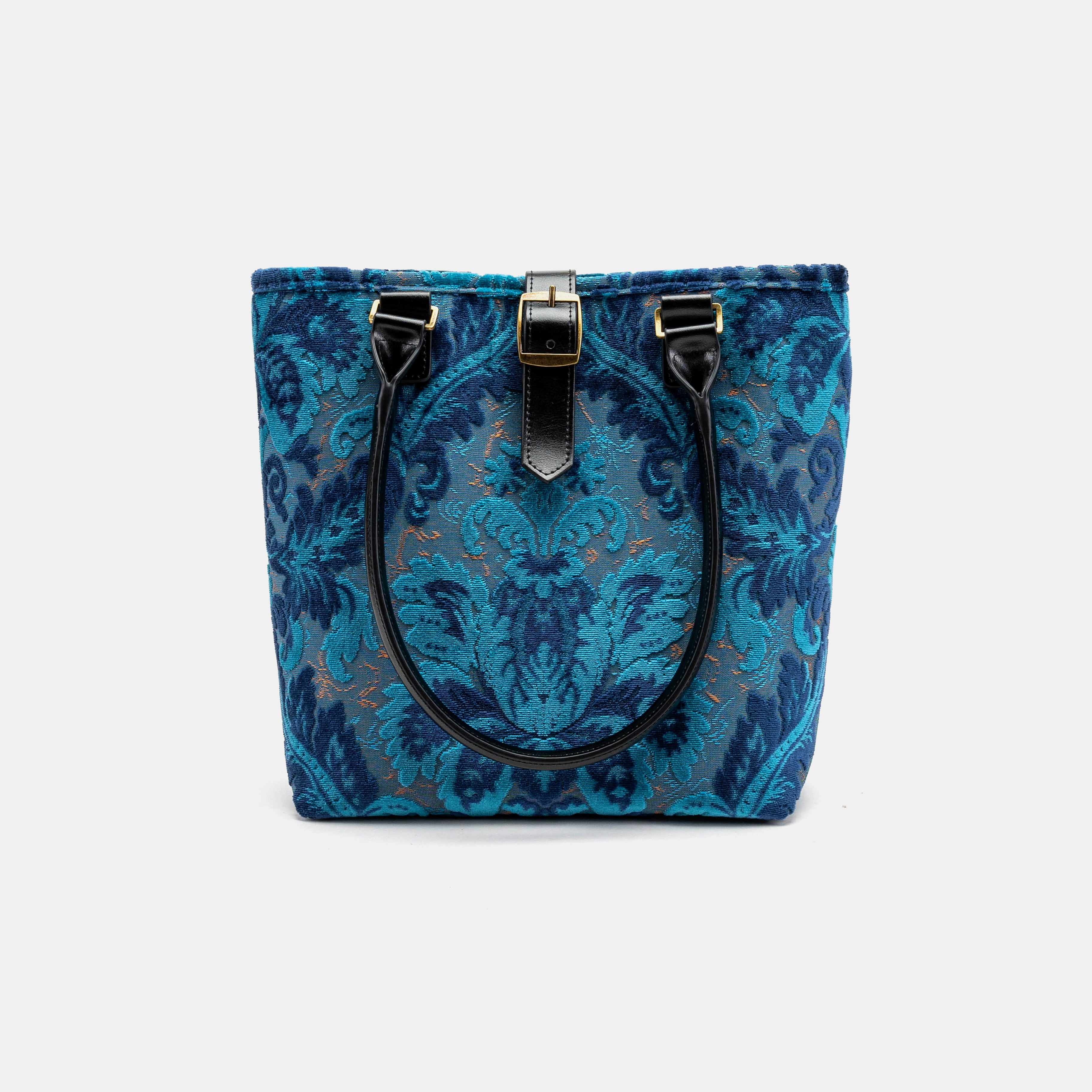 Burnout Velvet Aqua Blue Everyday Tote with shoulder strap