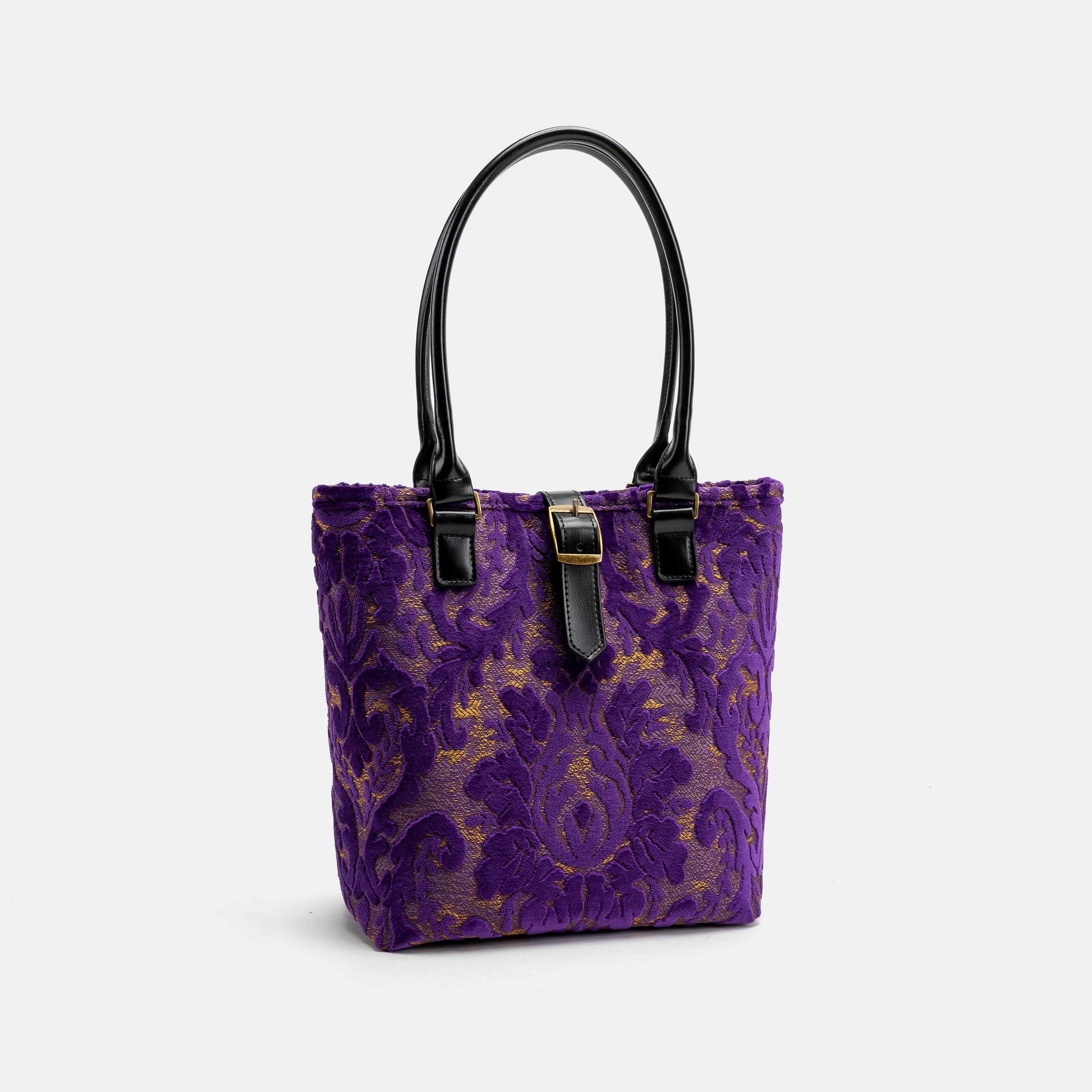 Burnout Velvet purple Everyday Tote Bag Carpetbagger Carpetbag of America front side