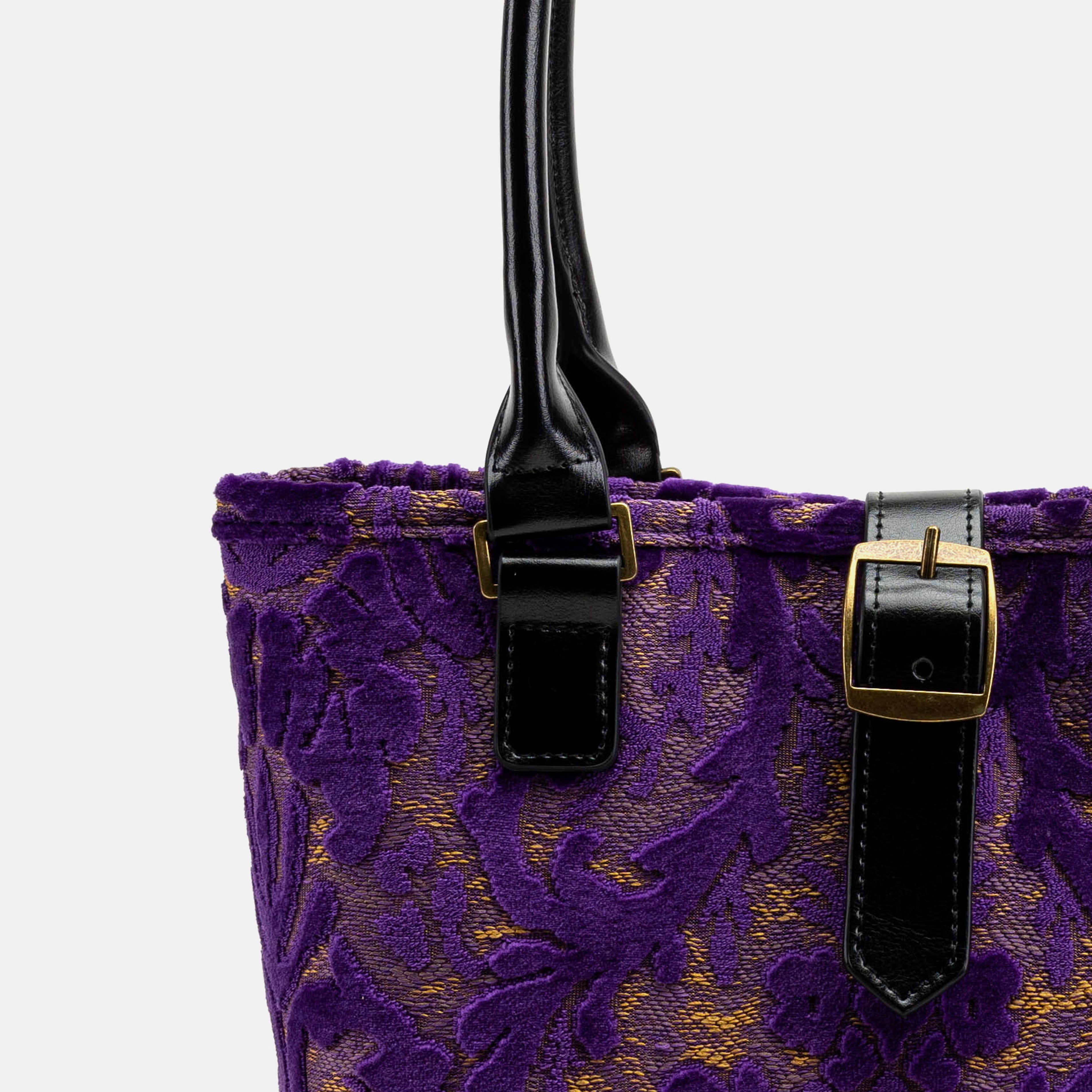 Burnout Velvet purple Everyday Tote Bag Carpetbagger Carpetbag of America detail