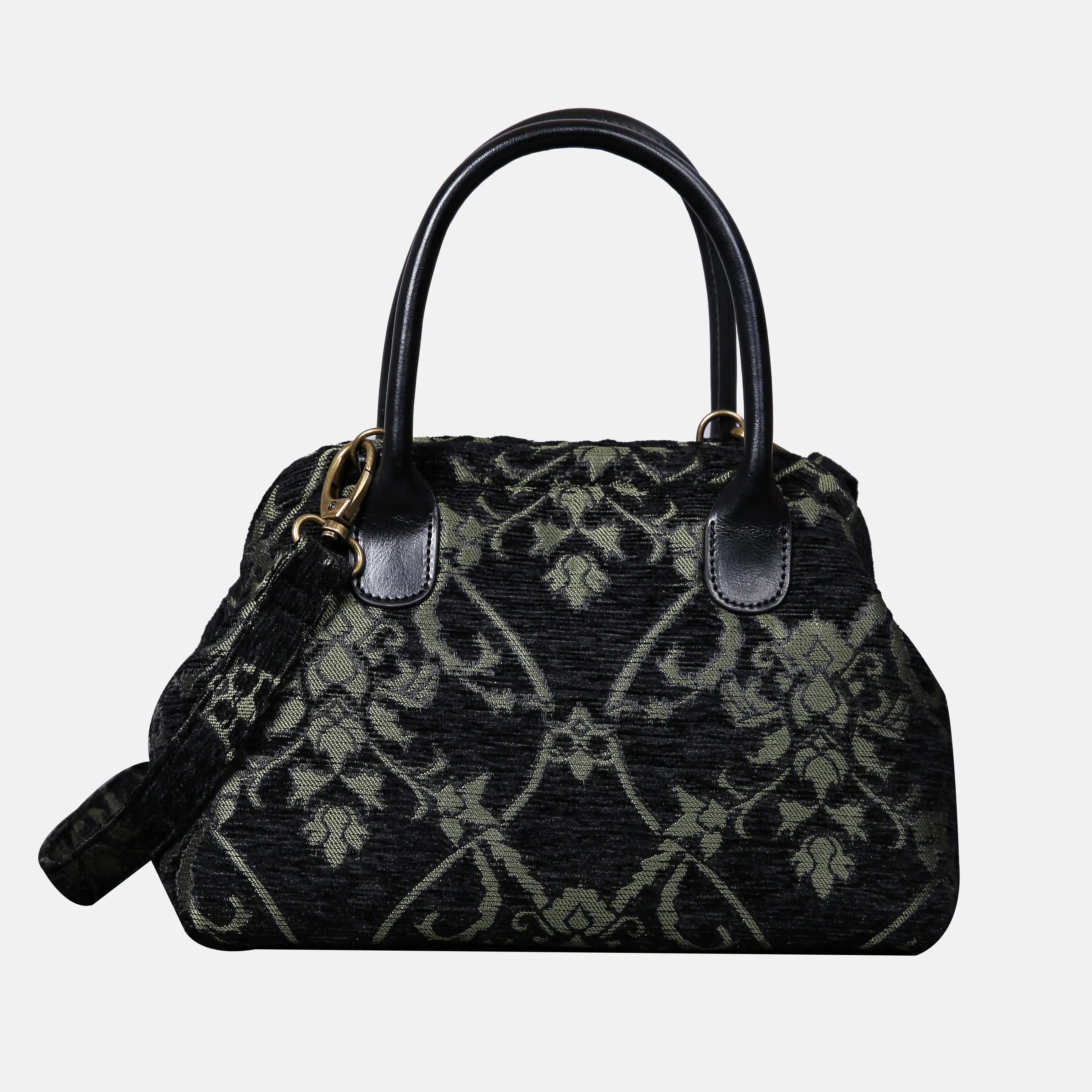 CARNABY Black/Dark Green Carpet Satchel carpet bag MCW Handmade of America main
