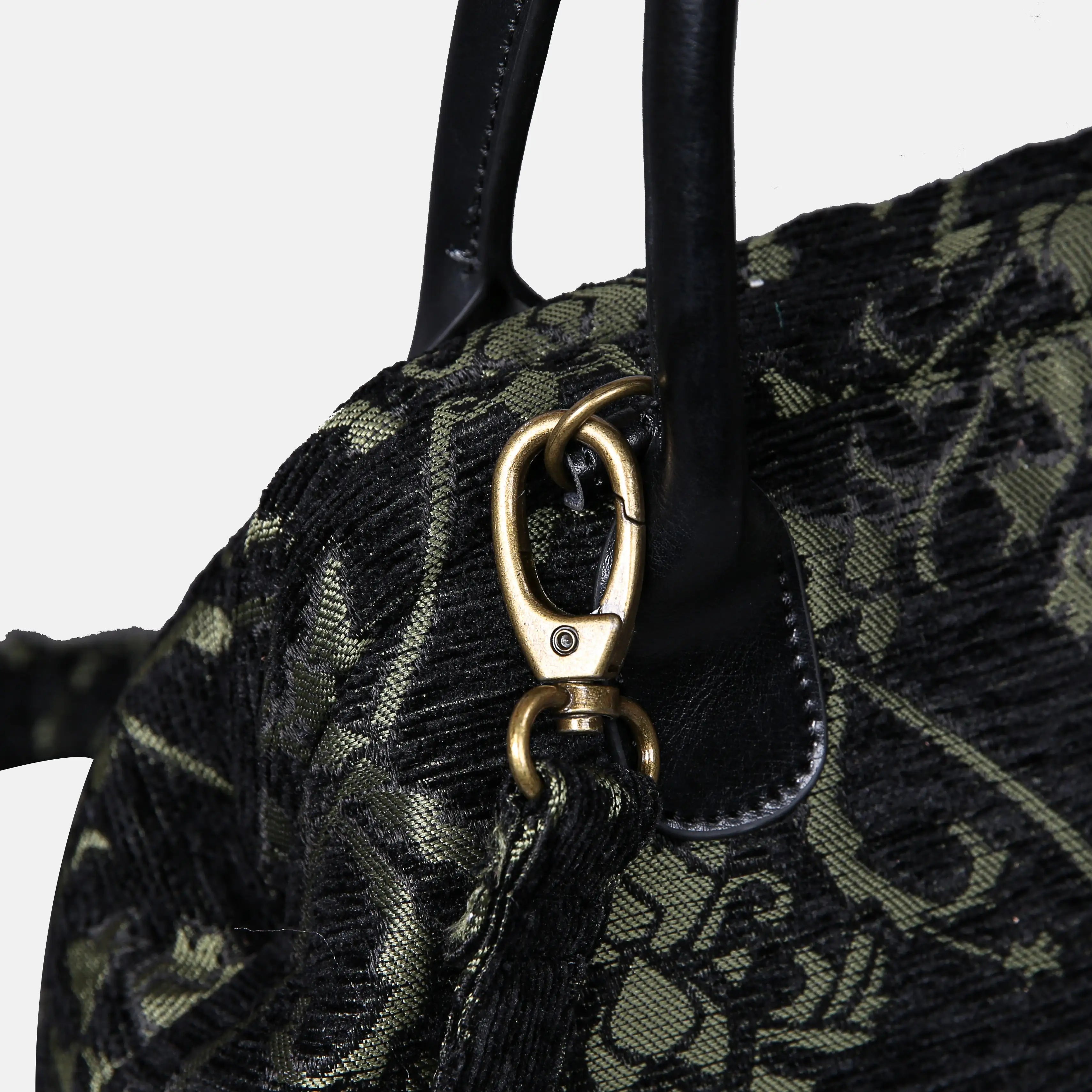 CARNABY Black/Dark Green Carpet Satchel carpet bag MCW Handmade of America buckle