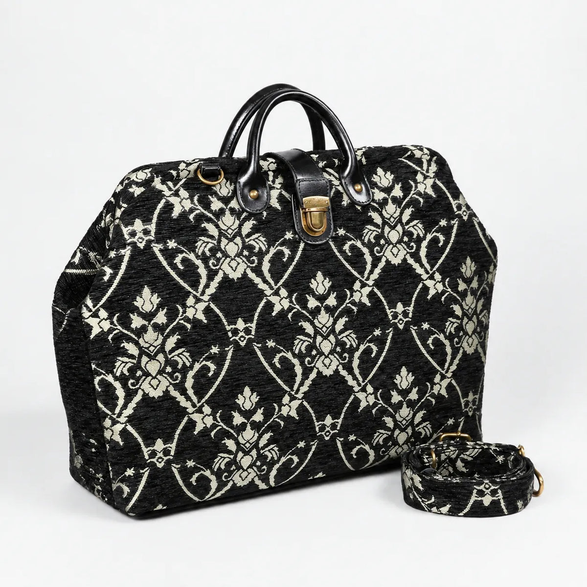 Carnaby Black Dark green Laptop Work Bag Carpetbag of America with shoulder strap