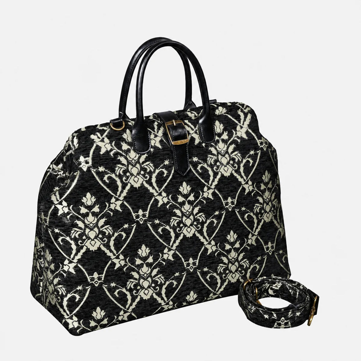 Carnaby Black Dark Green Mary Poppins Weekender Carpetbag of America with shoulder strap