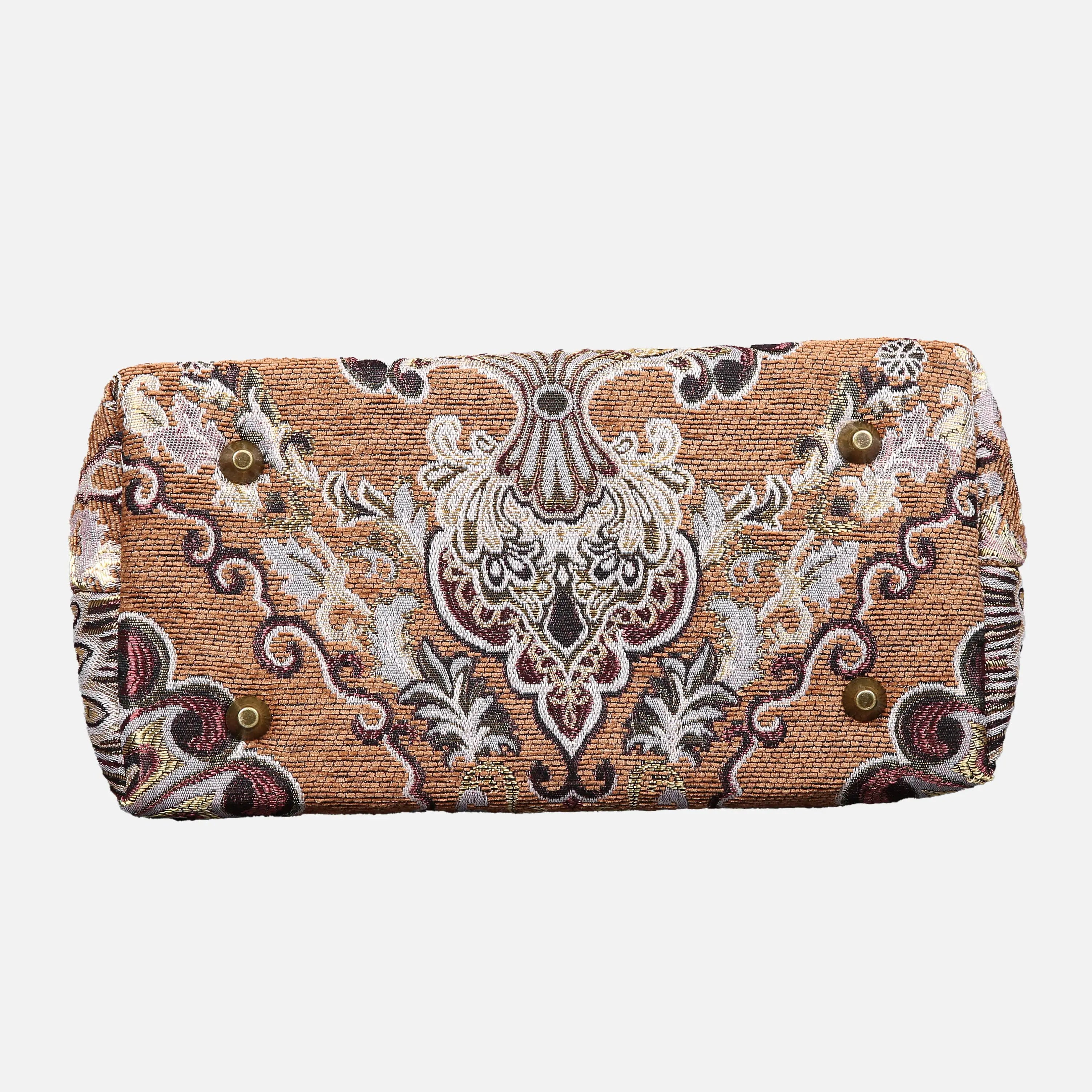 Chateau Nostalgia Brown Carpet Satchel carpet bag MCW Handmade of America bottom