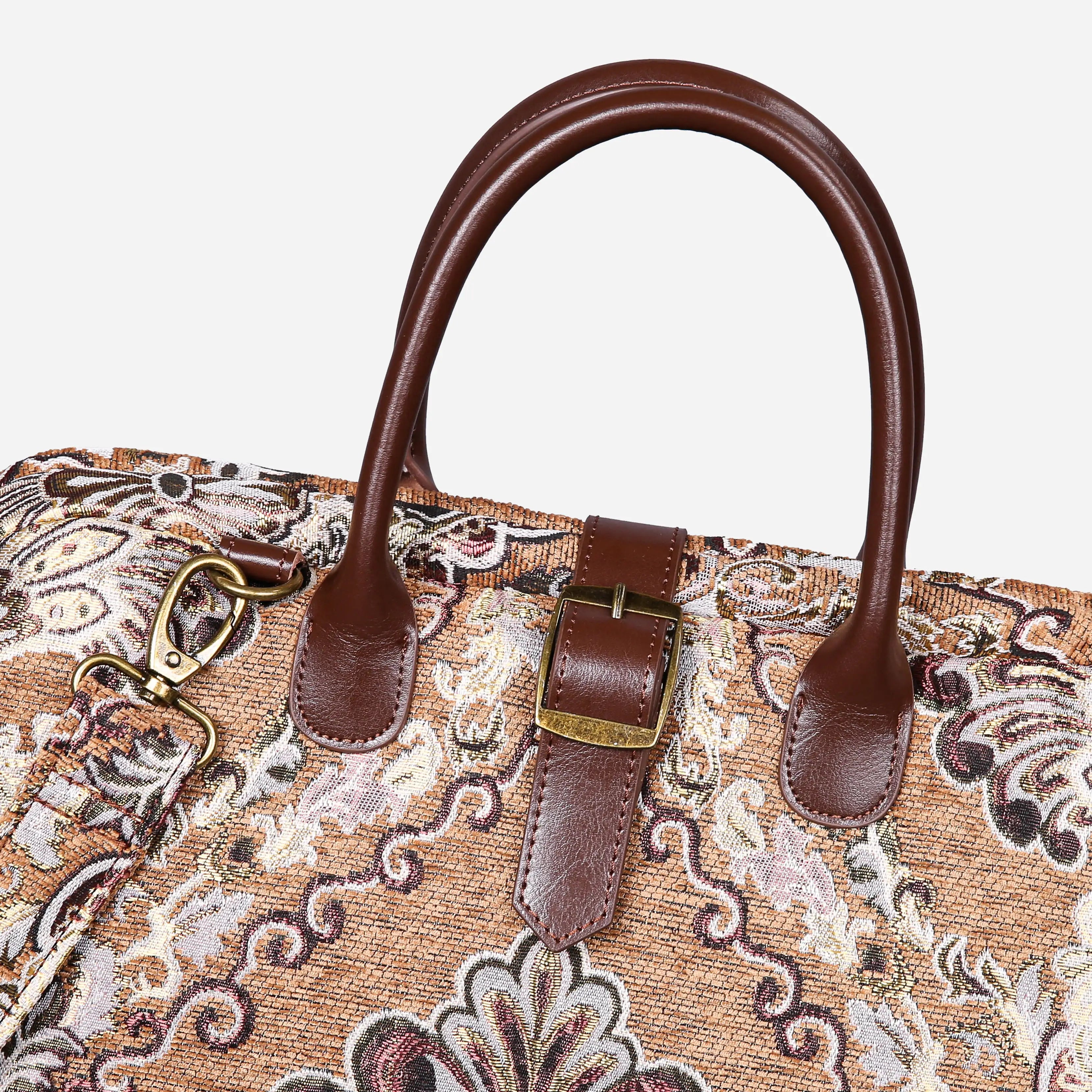 Chateau Nostalgia Brown Mary Poppins Weekender Carpetbag of America buckle