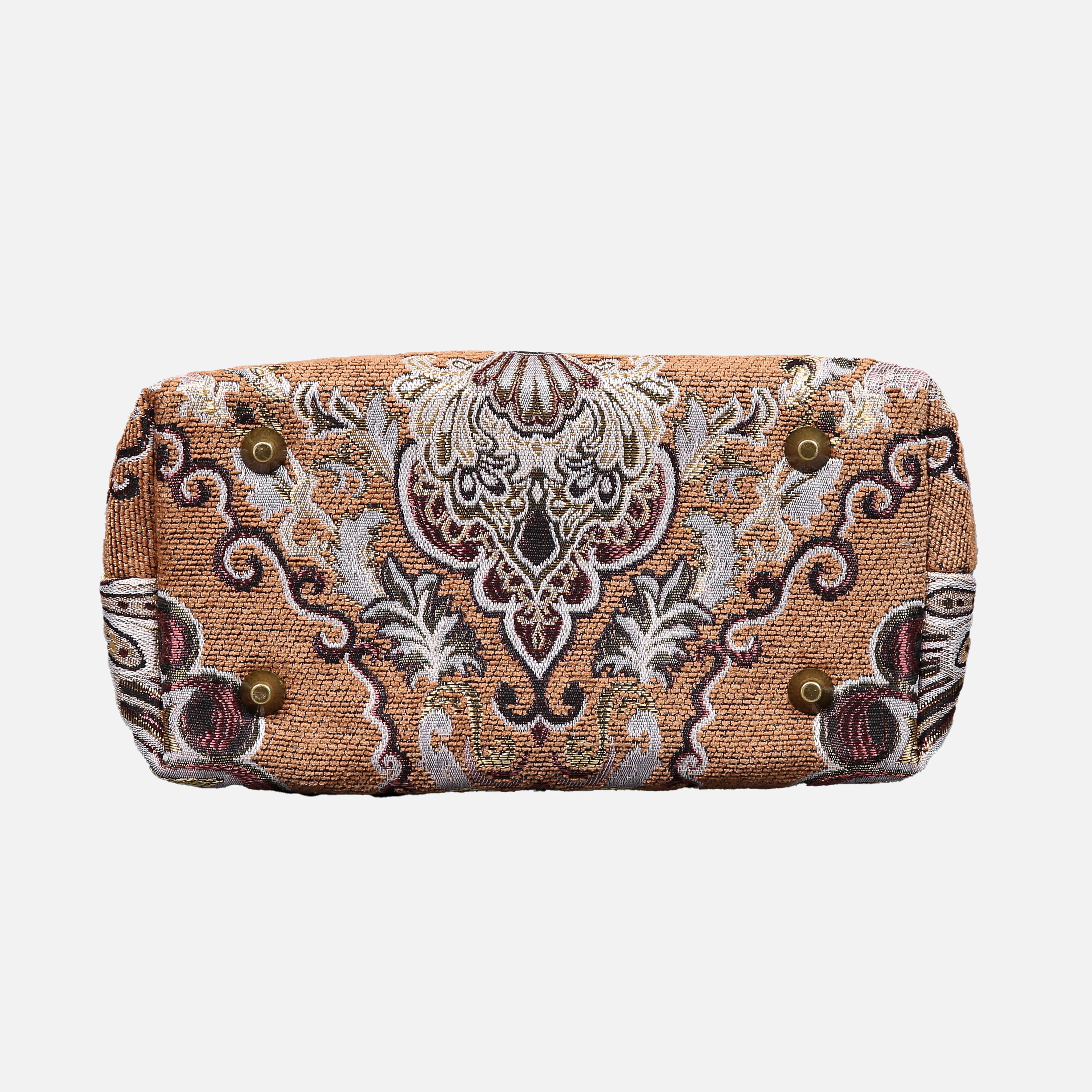 Chateau Nostalgia Brown Tuck Lock Carpet Satchel carpet bag MCW Handmade of America bottom